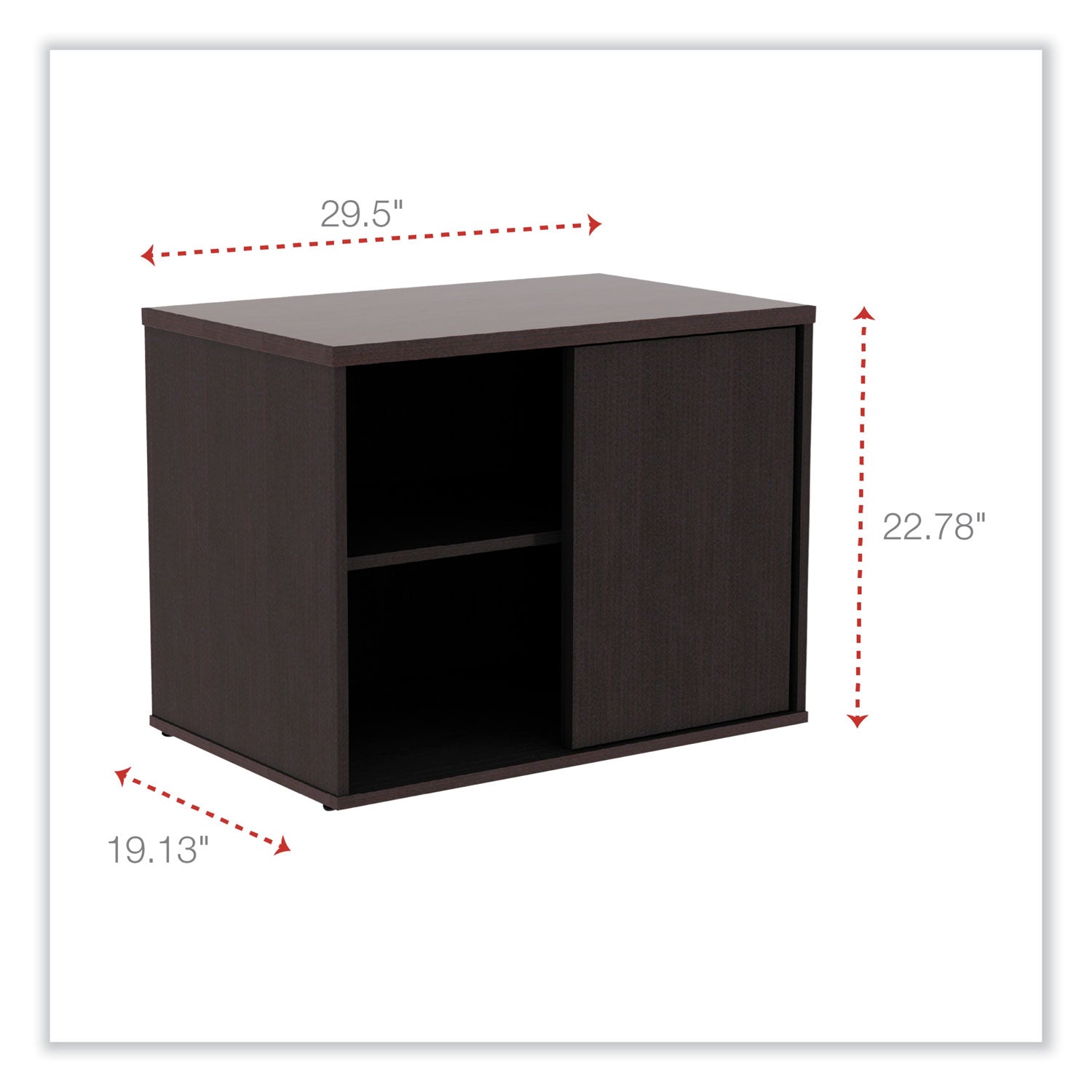 Alera® Alera Open Office Low Storage Cab Cred, 29.5w x 19.13d x 22.78h, Espresso