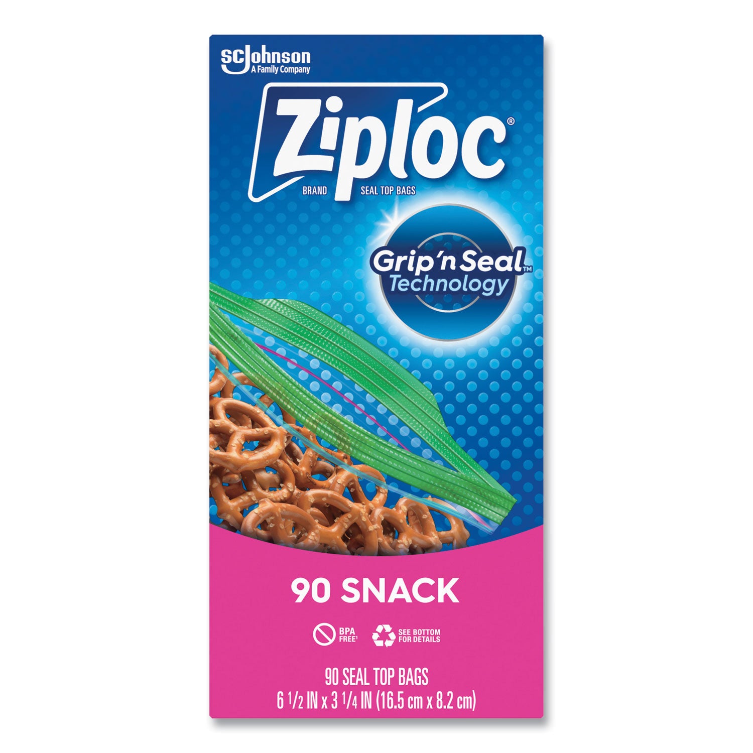 Seal Top Snack Bags, Snack, 6.5" x 3.25", Clear, 90 Bags/Box, 12 Boxes/Carton