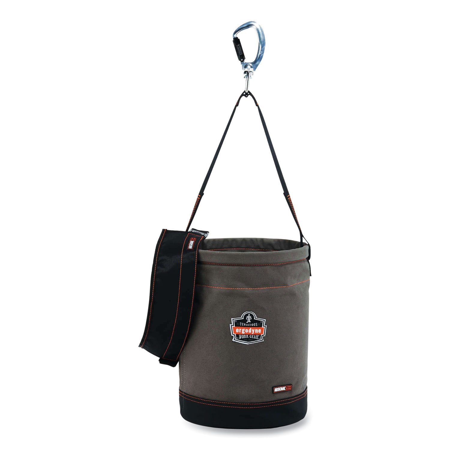 Ergodyne® Arsenal 5940T Swiveling Carabiner Canvas Hoist Bucket and Top, 150 lb, Gray