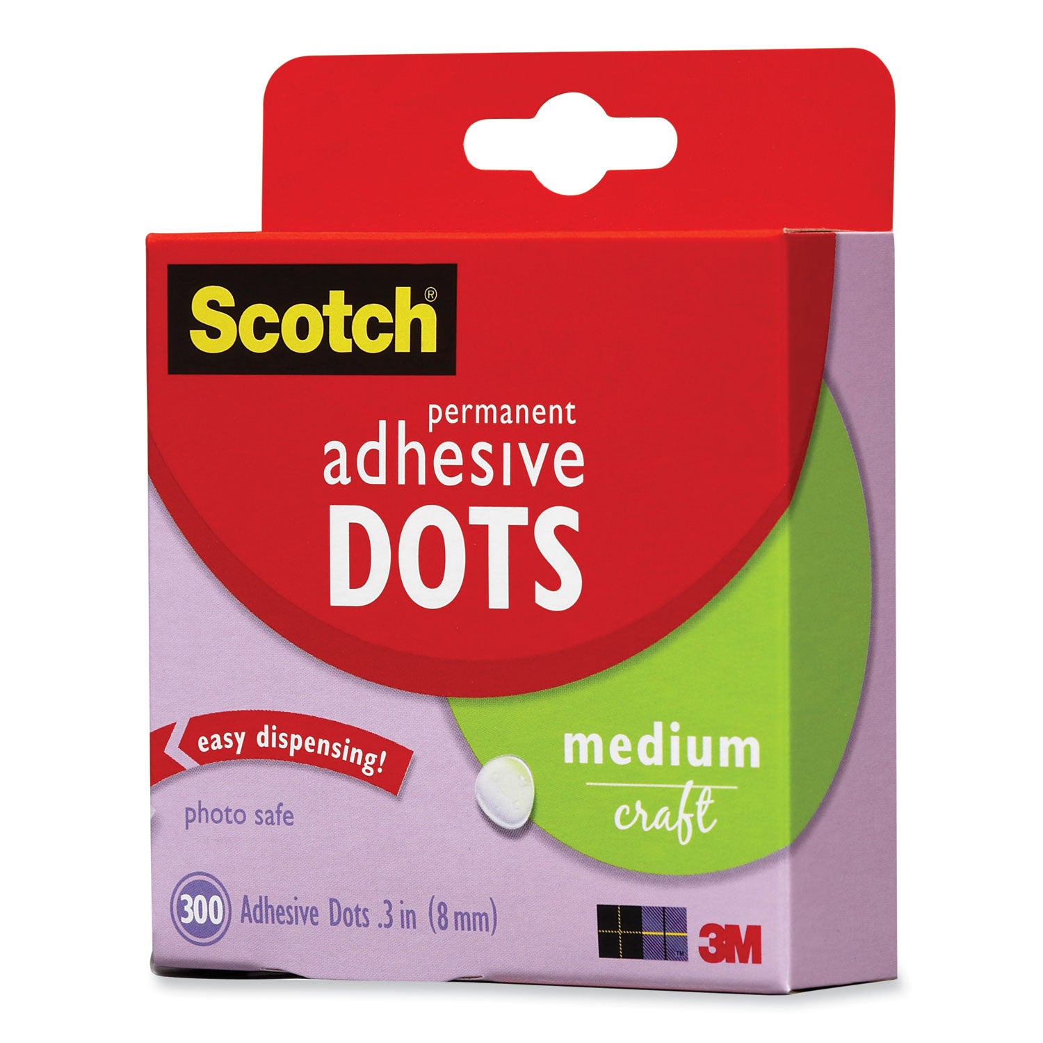 Scotch® Mounting Adhesive Dots, 0.3" dia, Transparent, 300/Pack