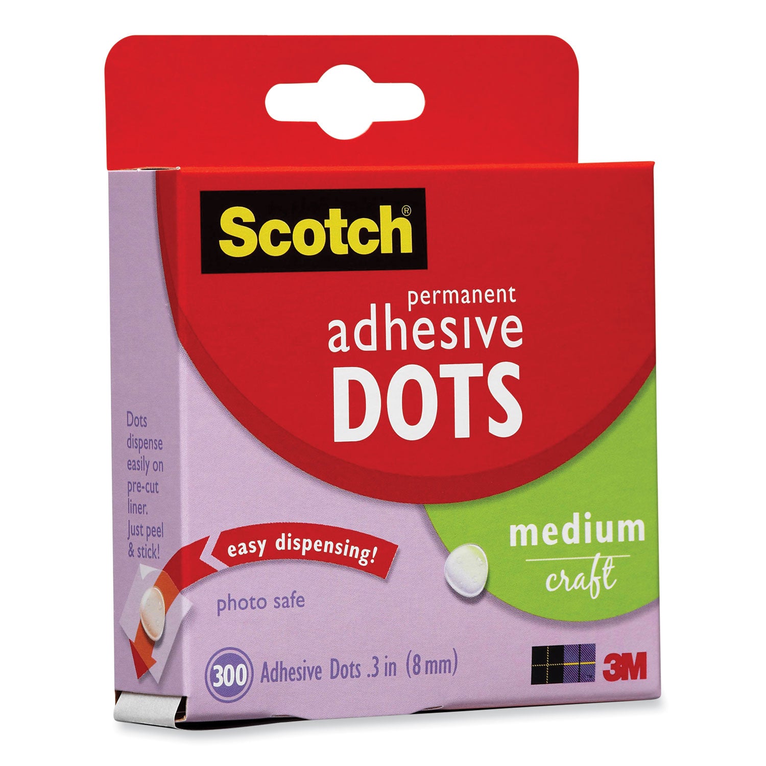 Scotch® Mounting Adhesive Dots, 0.3" dia, Transparent, 300/Pack