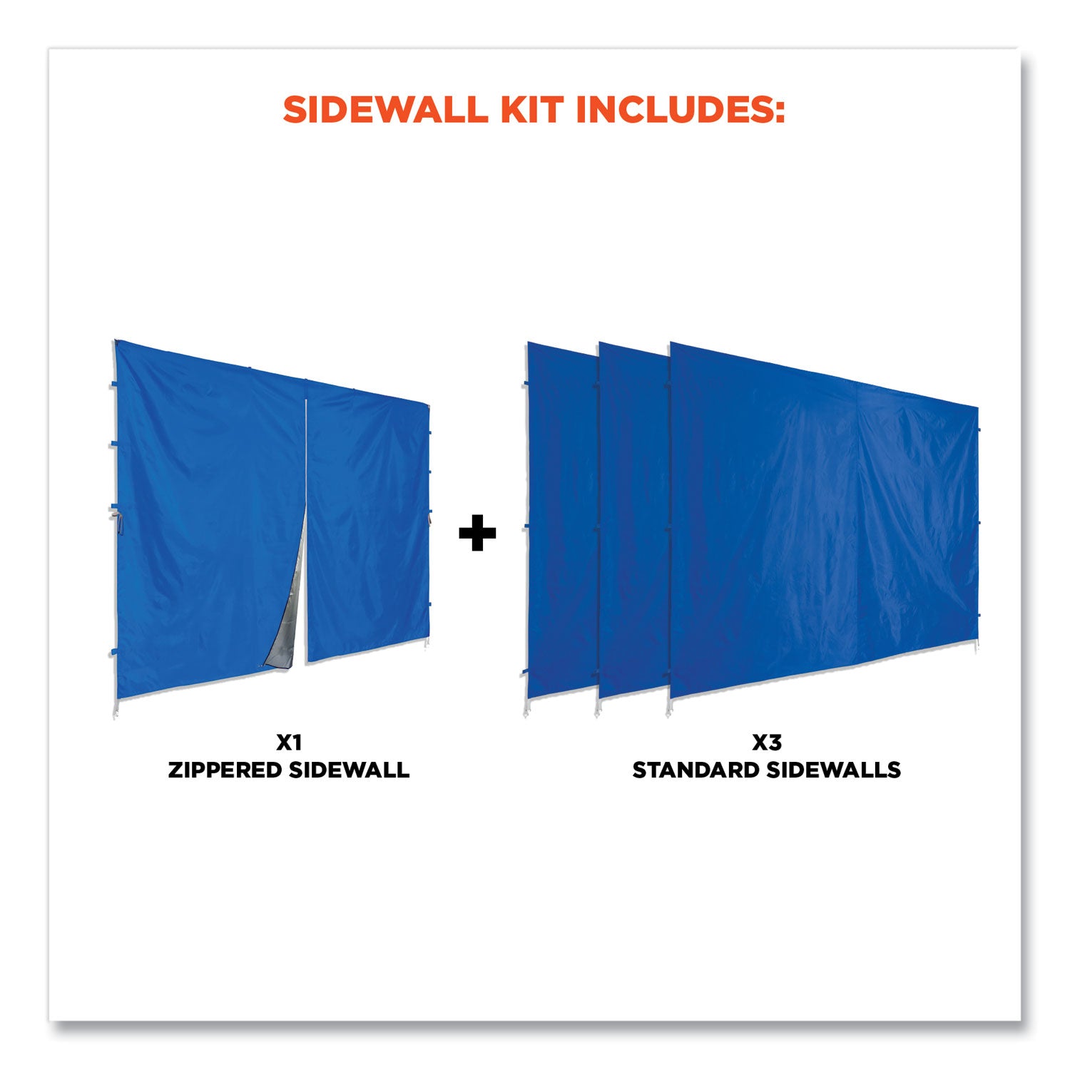 Ergodyne® Shax 6054 Pop-Up Tent Sidewall Kit, Single Skin, 10 ft x 10 ft, Polyester, Blue