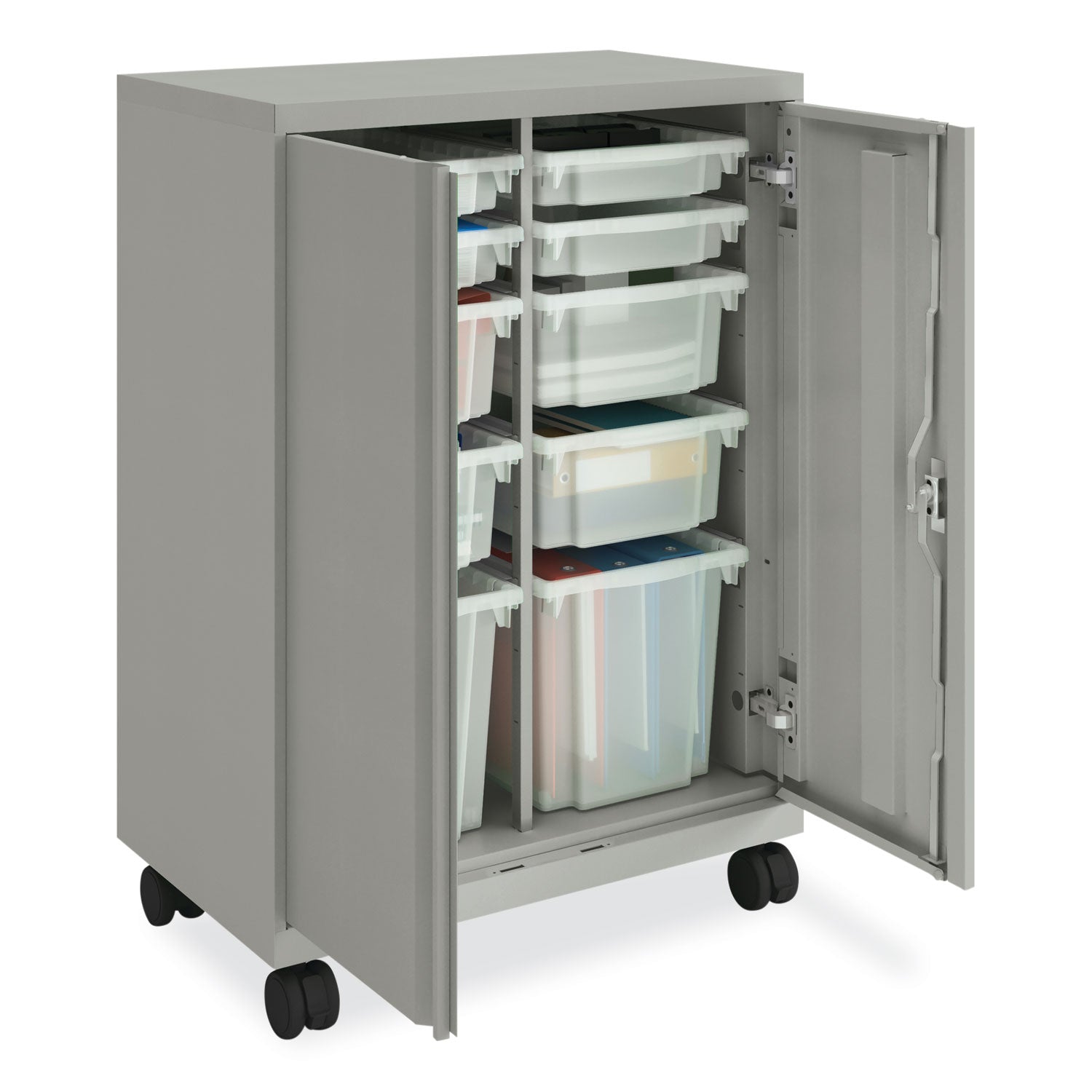 HON® Smartlink Mobile Cabinet, 10 Compartments, 30w x 18d x 42.32h, Platinum Metallic