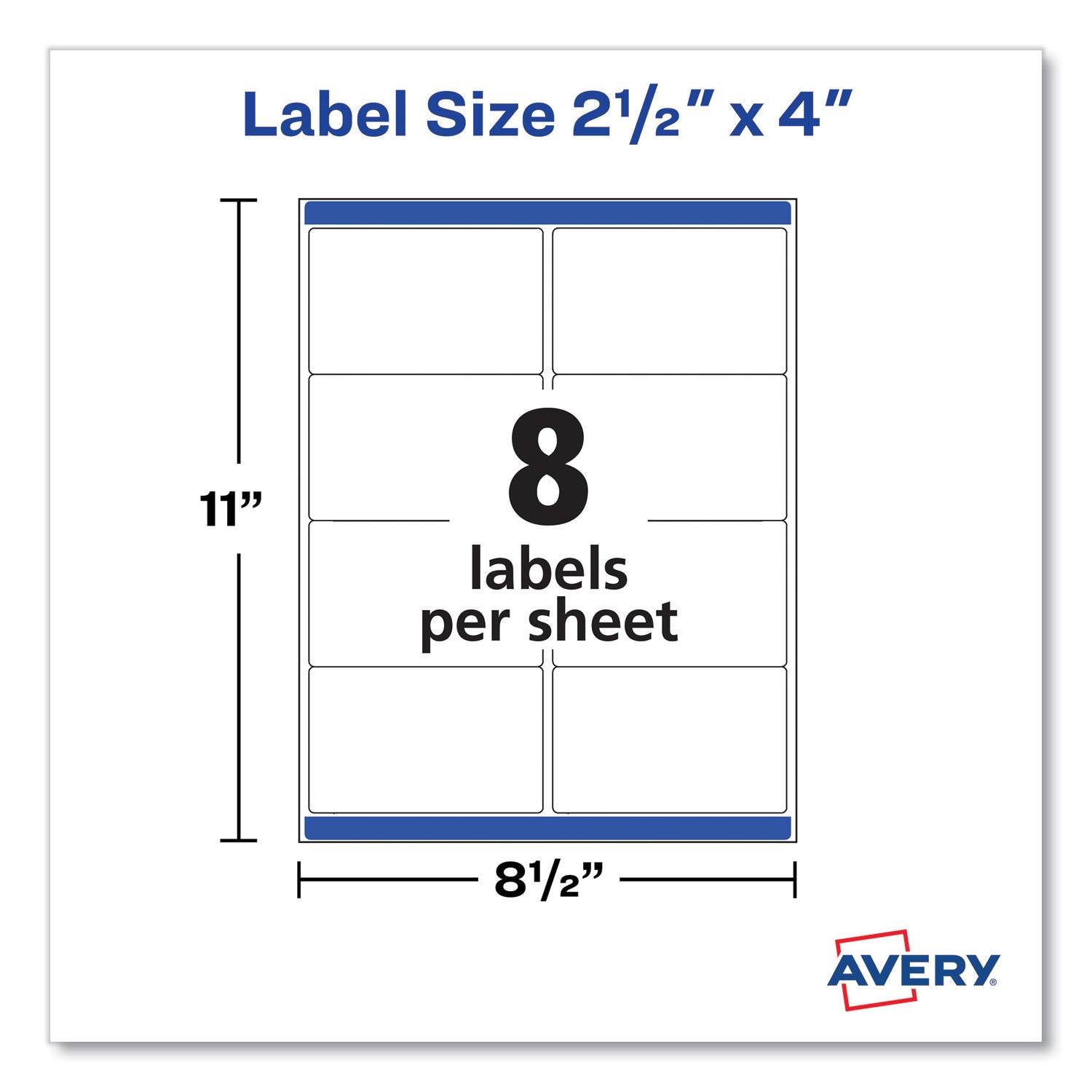 Avery® Shipping Labels with TrueBlock Technology, Inkjet Printers, 2.5 x 4, White, 8 Labels/Sheet, 25 Sheets/Pack