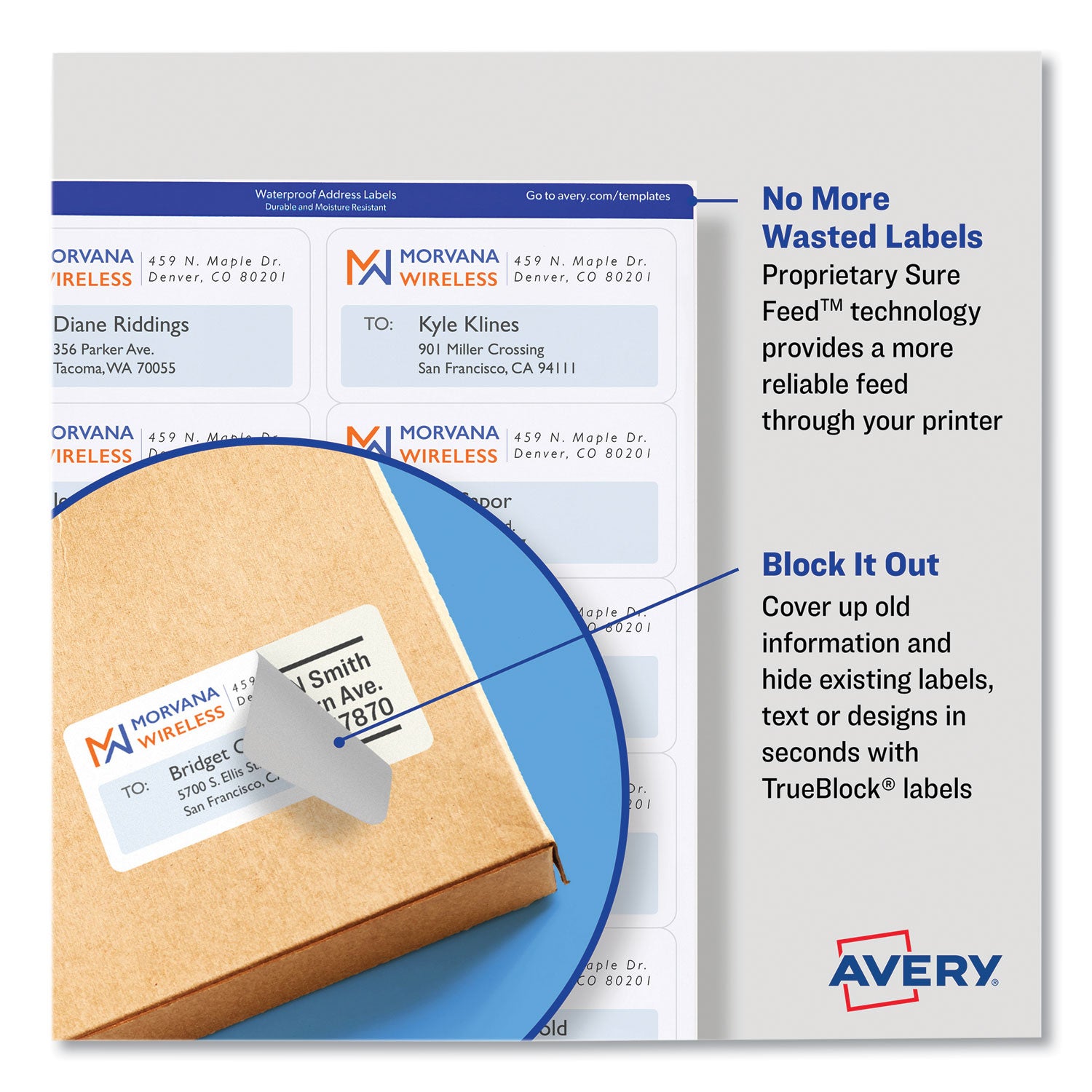 Avery® Shipping Labels with TrueBlock Technology, Inkjet Printers, 2.5 x 4, White, 8 Labels/Sheet, 25 Sheets/Pack