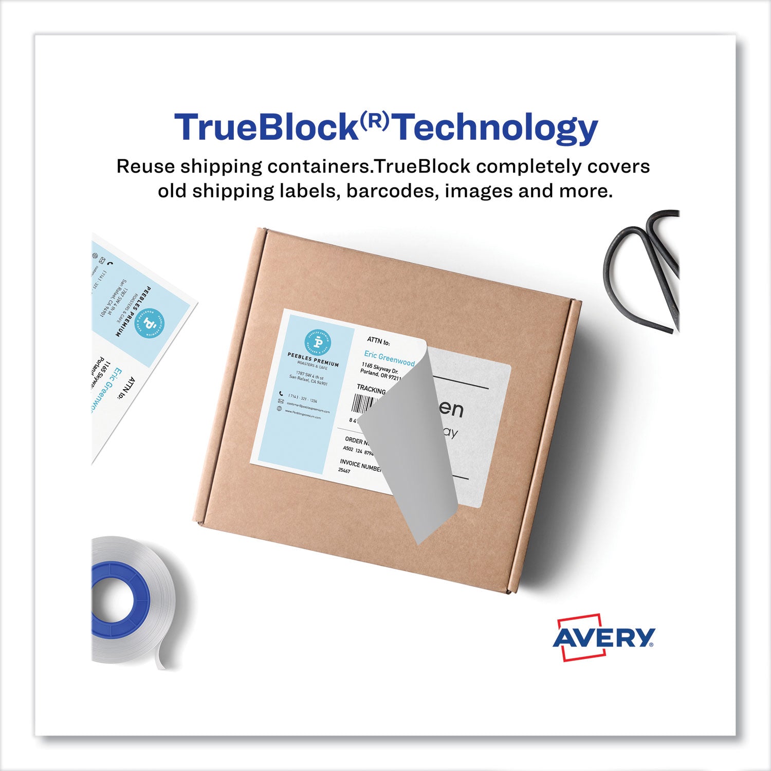 Avery® Shipping Labels with TrueBlock Technology, Inkjet Printers, 5.5 x 8.5, White, 2 Labels/Sheet, 100 Sheets/Pack, 2 Packs