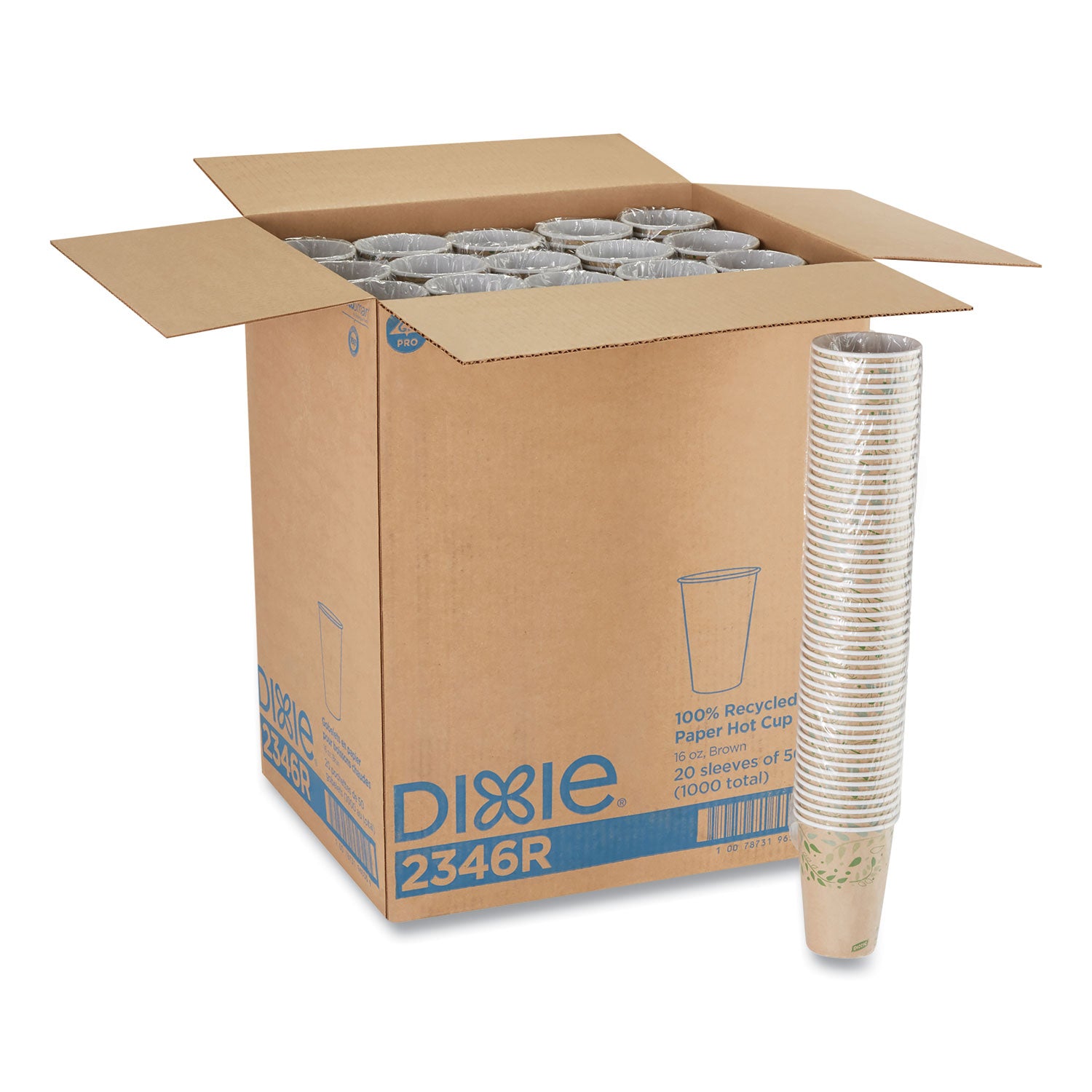 Dixie® EcoSmart Recycled Hot/Cold Cups, 16 oz, Kraft Paper, 1,000/Carton