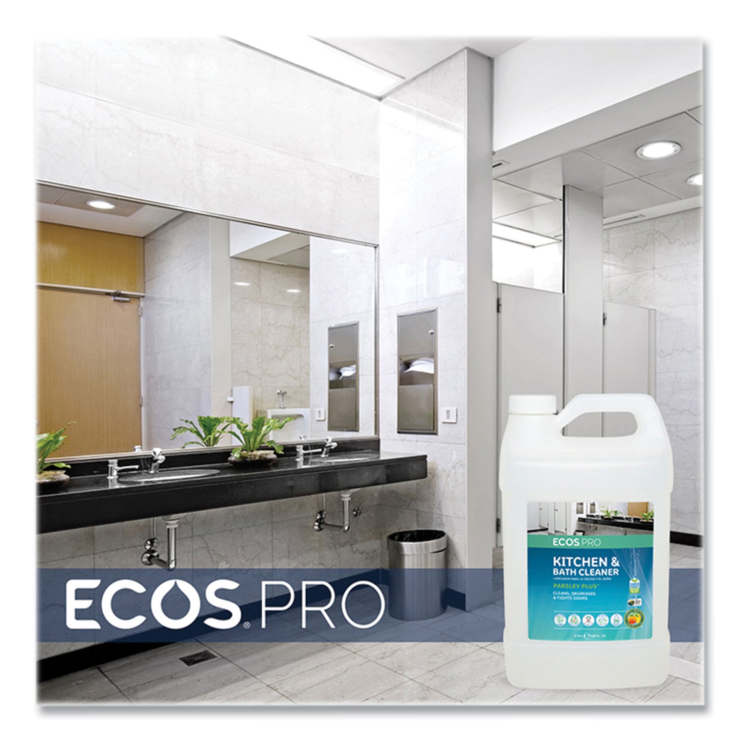 ECOS® PRO Parsley Plus All-Purpose Kitchen and Bathroom Cleaner, Herbal Scent, 1 gal Bottle