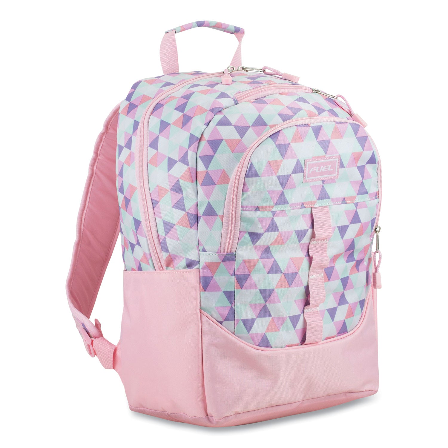 FUEL Geometric Backpack, Fits Device Up to 15.9", 12.5 x 7.63 x 18, Pink/Purple