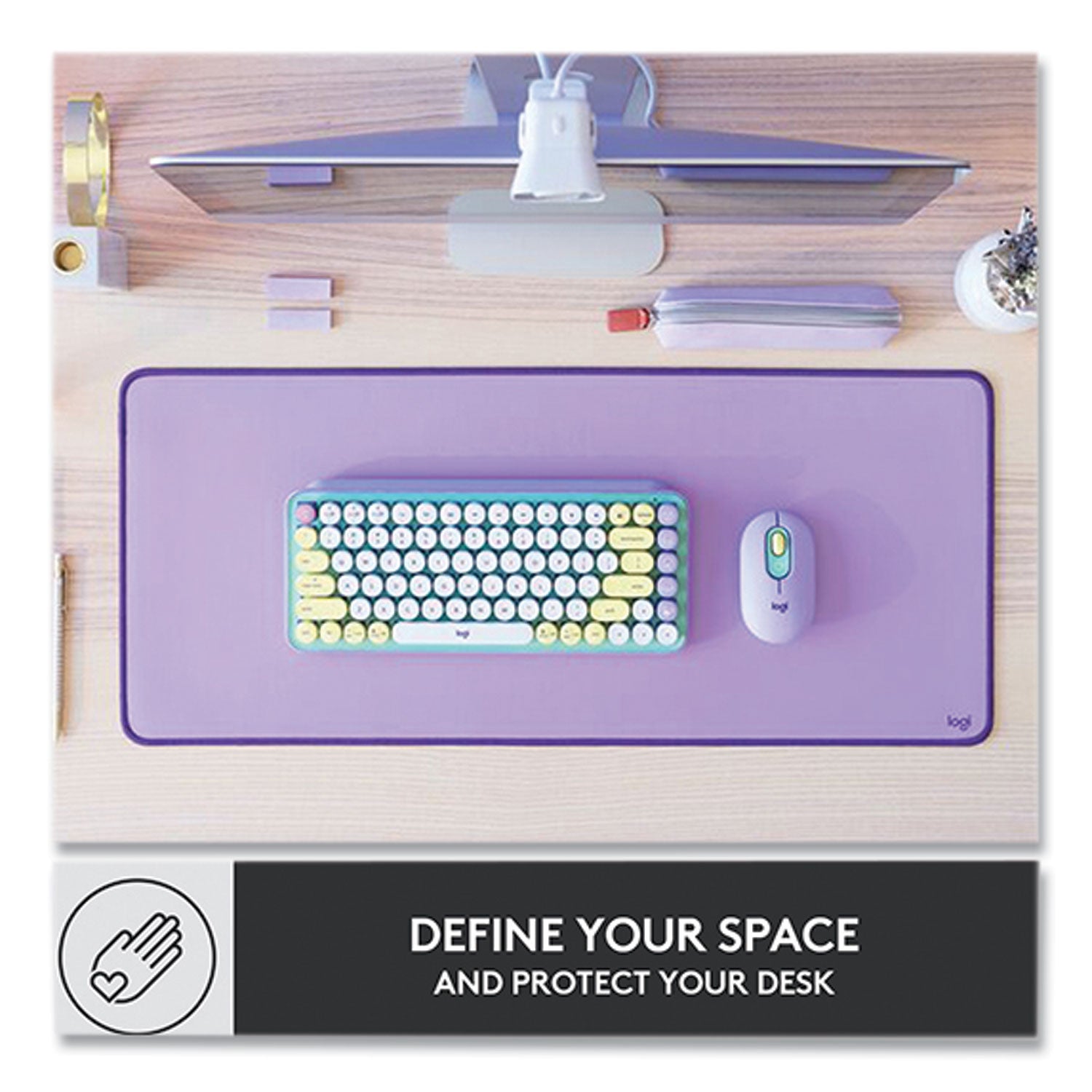 Logitech® Studio Series Polyester Desk Mat, 27.5 x 11.8, Lavender