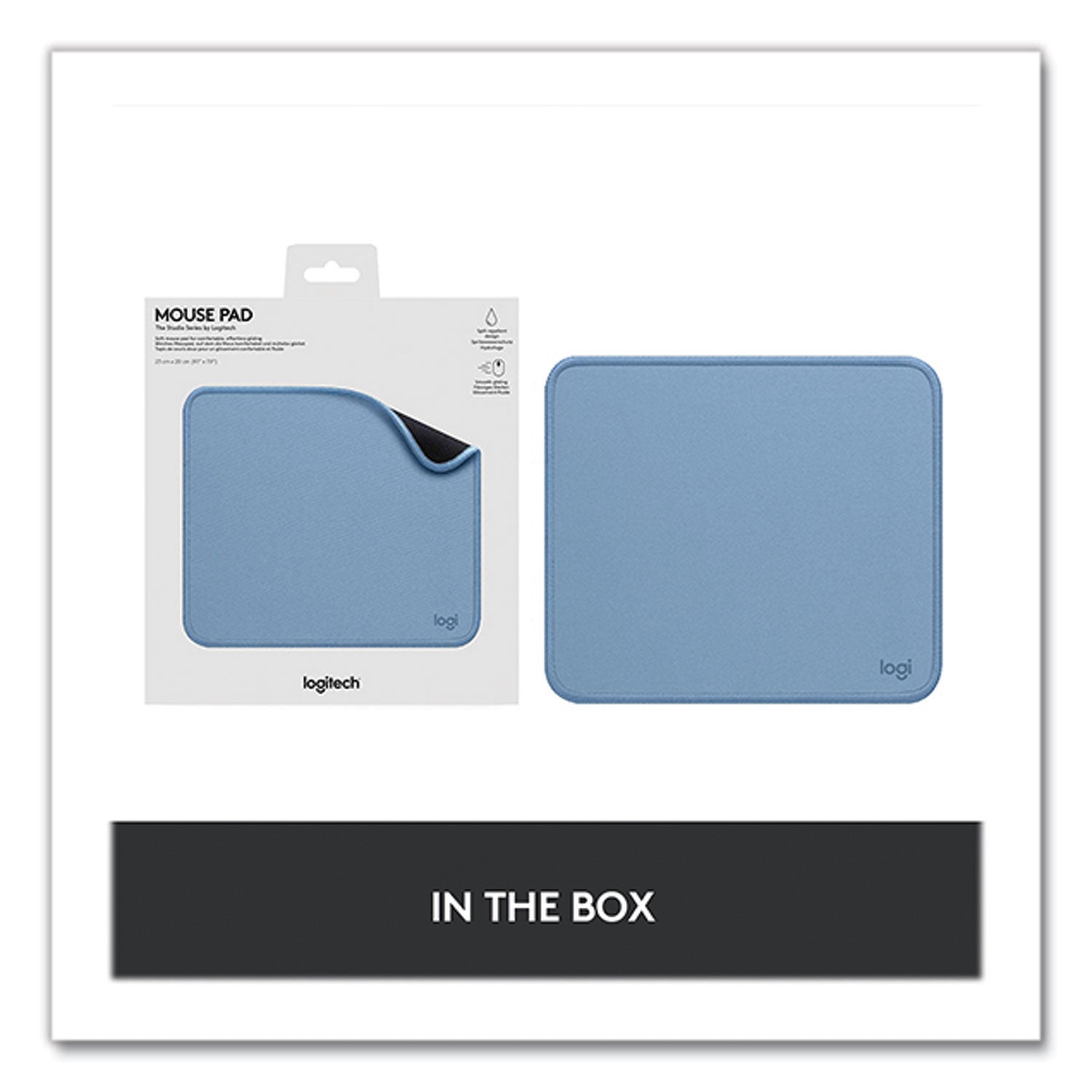 Logitech® Studio Series Non-Skid Mouse Pad, 7.9 x 9.1, Blue Gray