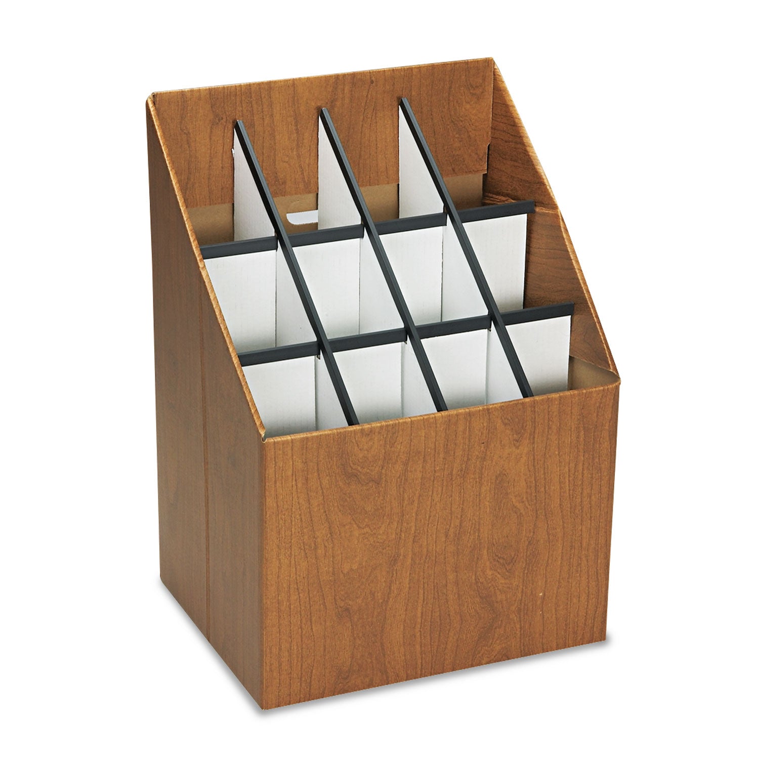 Corrugated Roll Files, 12 Compartments, 15w x 12d x 22h, Woodgrain