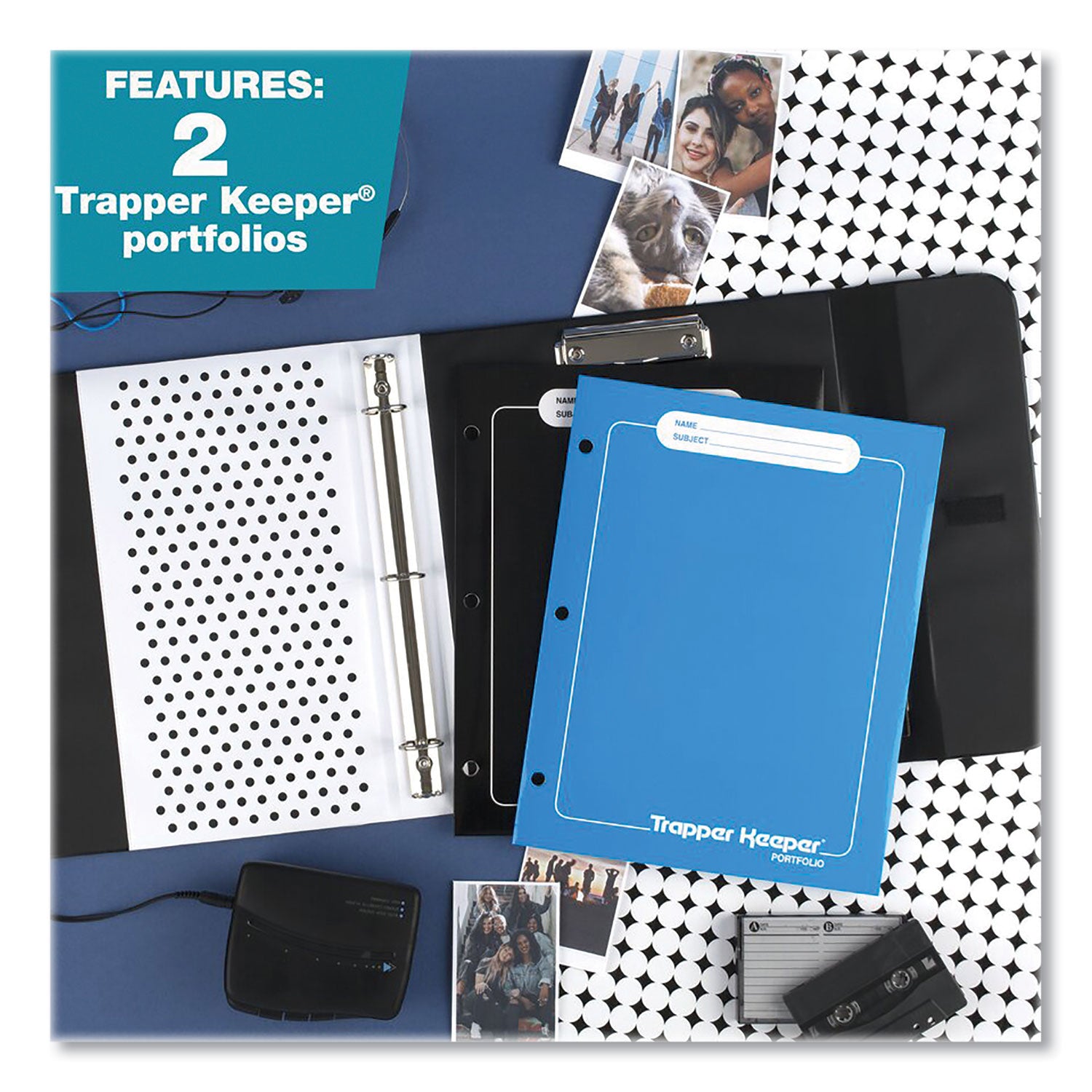 Mead® Trapper Keeper 3-Ring Pocket Binder, 1" Capacity, 11.25 x 12.19, Shapes