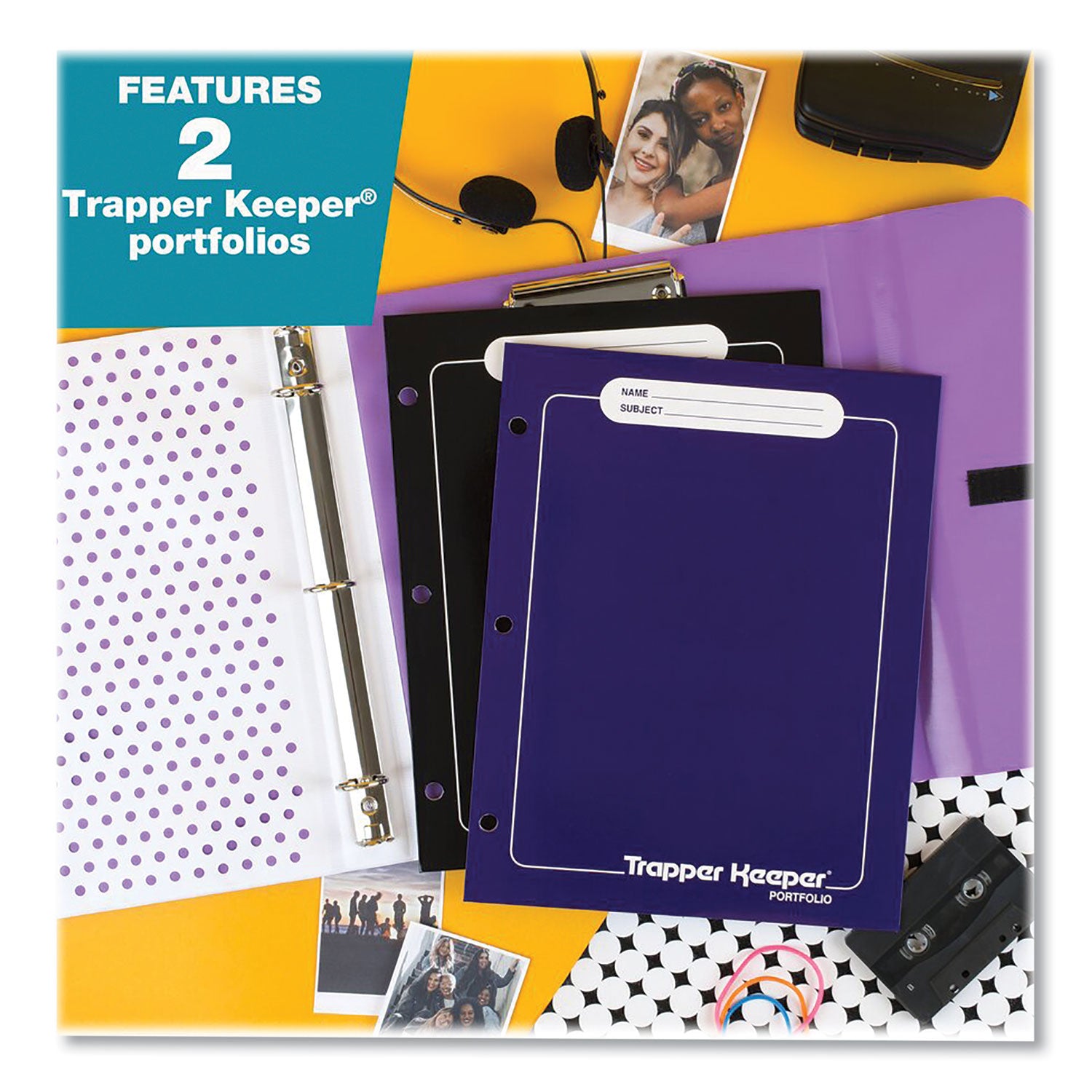 Mead® Trapper Keeper 3-Ring Pocket Binder, 1" Capacity, 11.25 x 12.19, Palm Trees