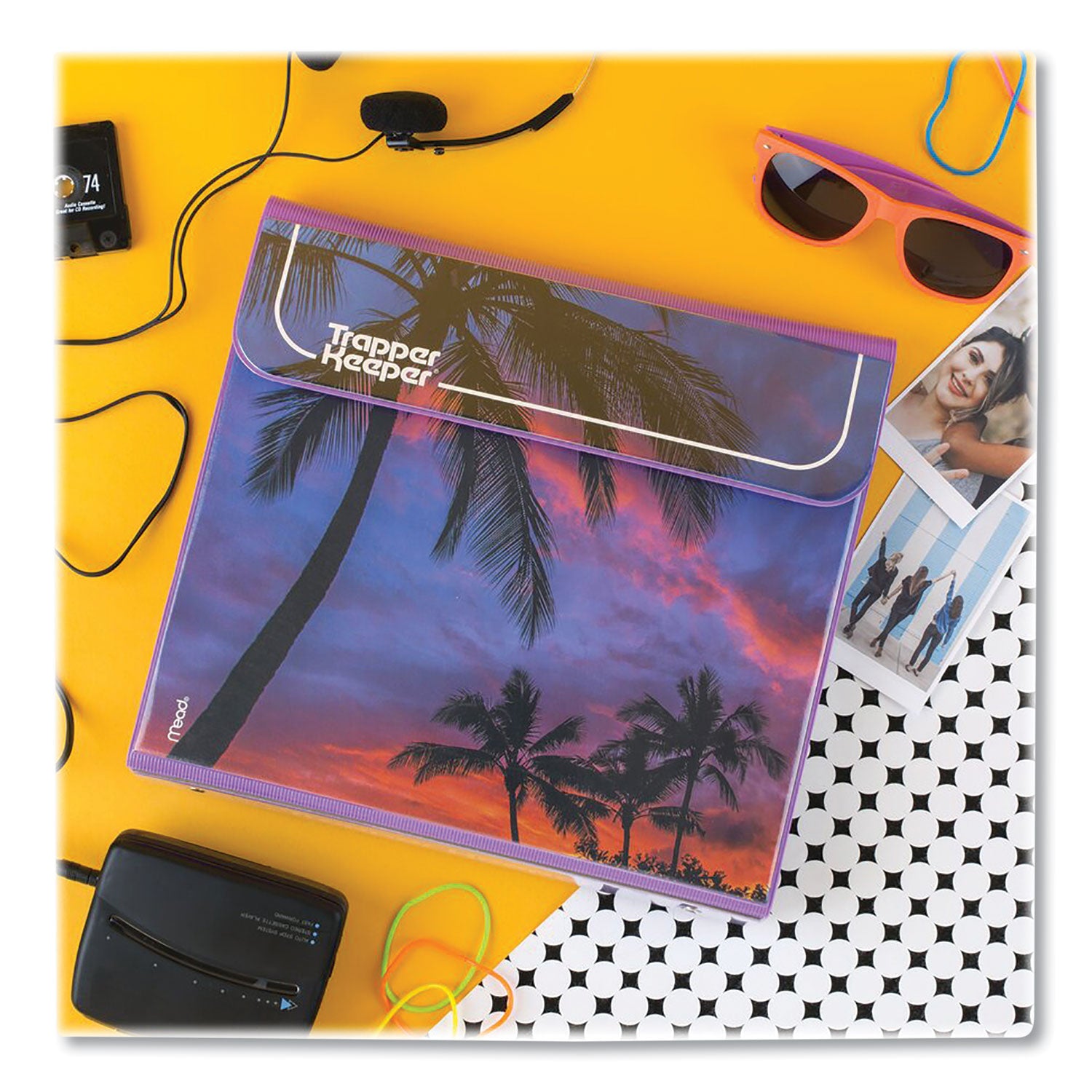 Mead® Trapper Keeper 3-Ring Pocket Binder, 1" Capacity, 11.25 x 12.19, Palm Trees