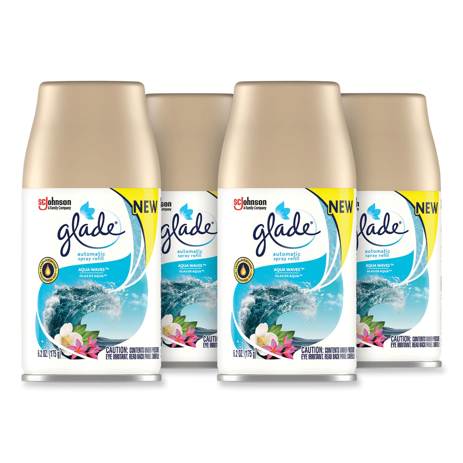 Glade® Automatic Air Freshener, Aqua Waves, 6.2 oz, 4/Carton