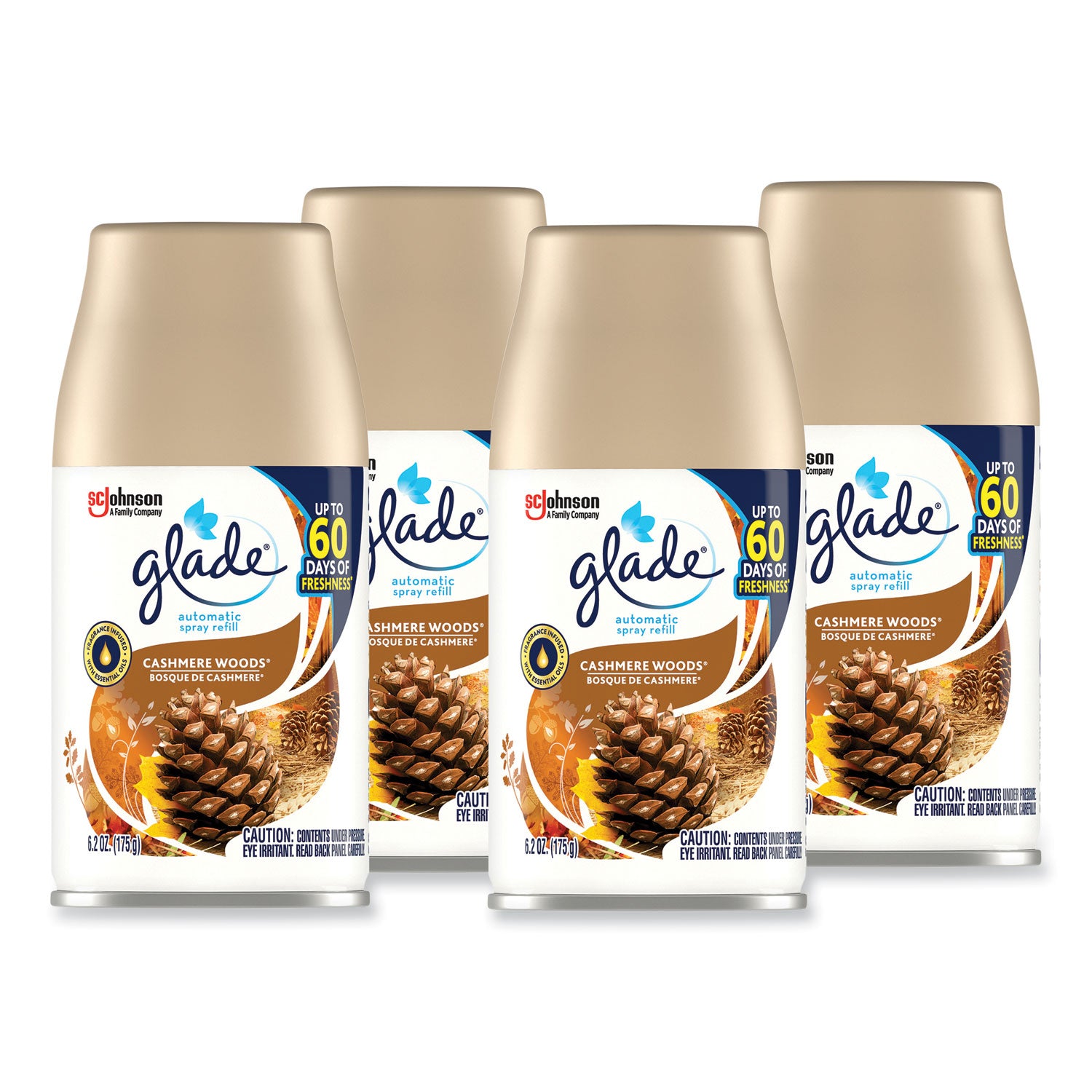 Glade® Automatic Air Freshener, Cashmere Woods, 6.2 oz, 4/Carton