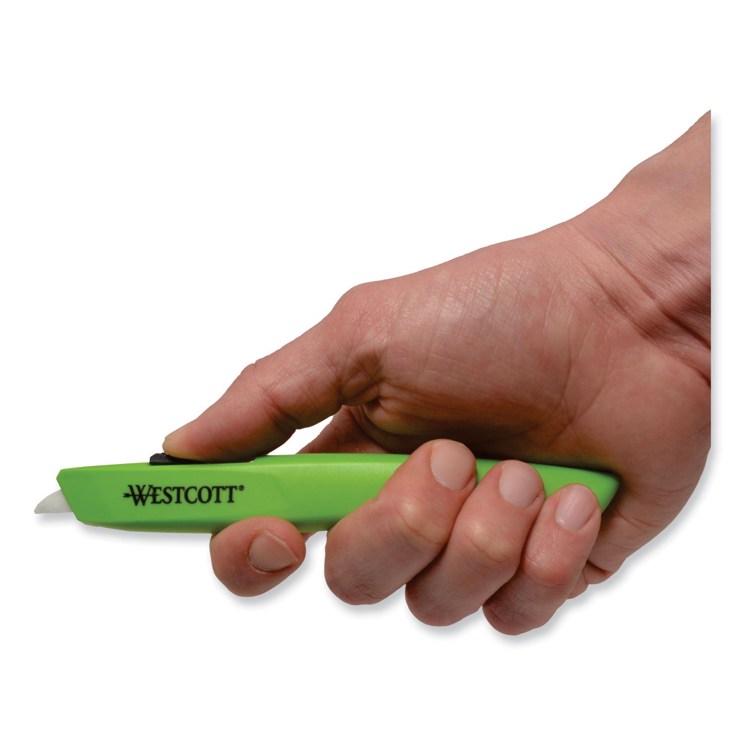 Westcott® Safety Ceramic Blade Box Cutter, 0.5" Blade, 6.15" Plastic Handle, Green