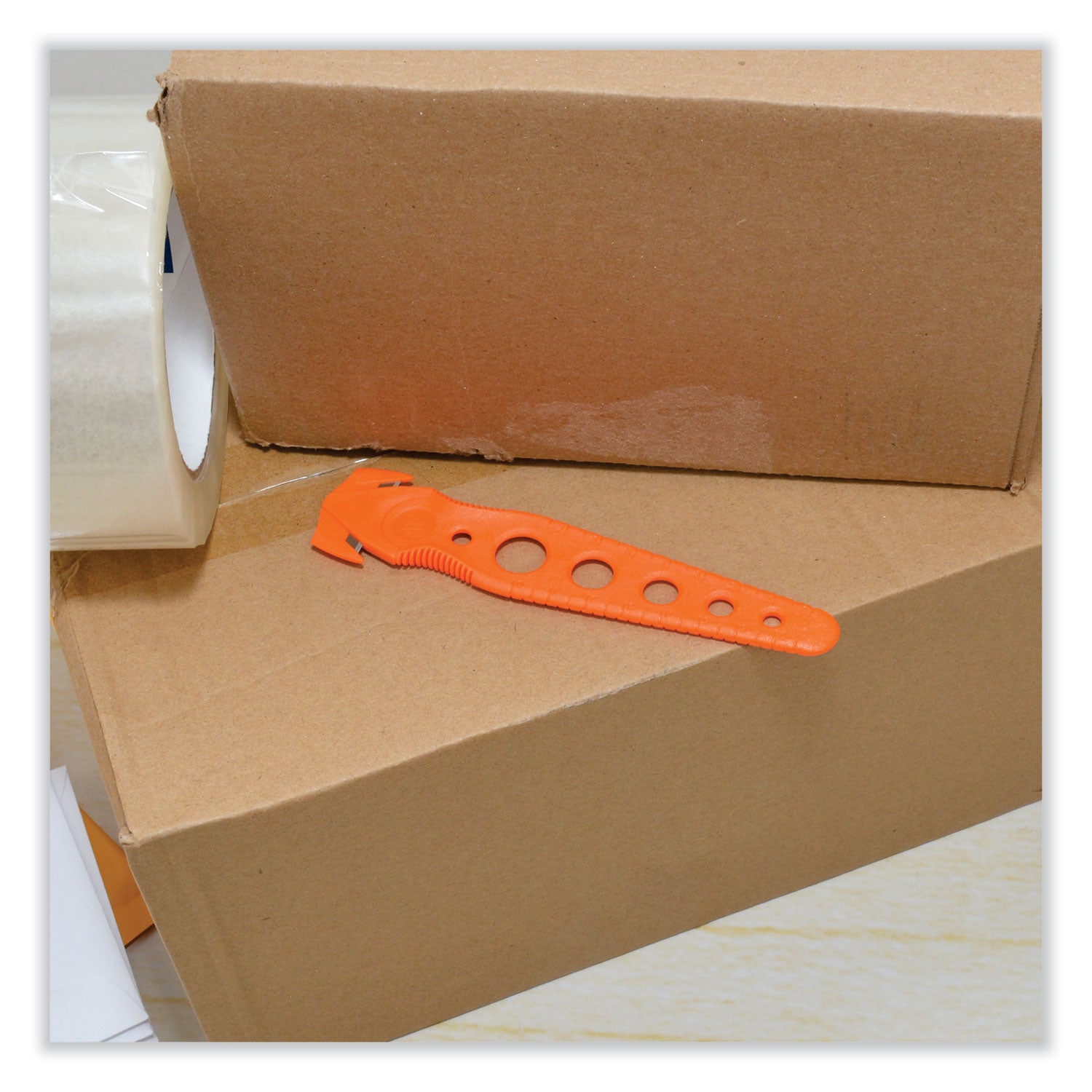 Westcott® Safety Cutter, 1.2" Blade, 5.75" Plastic Handle, Orange, 5/Pack