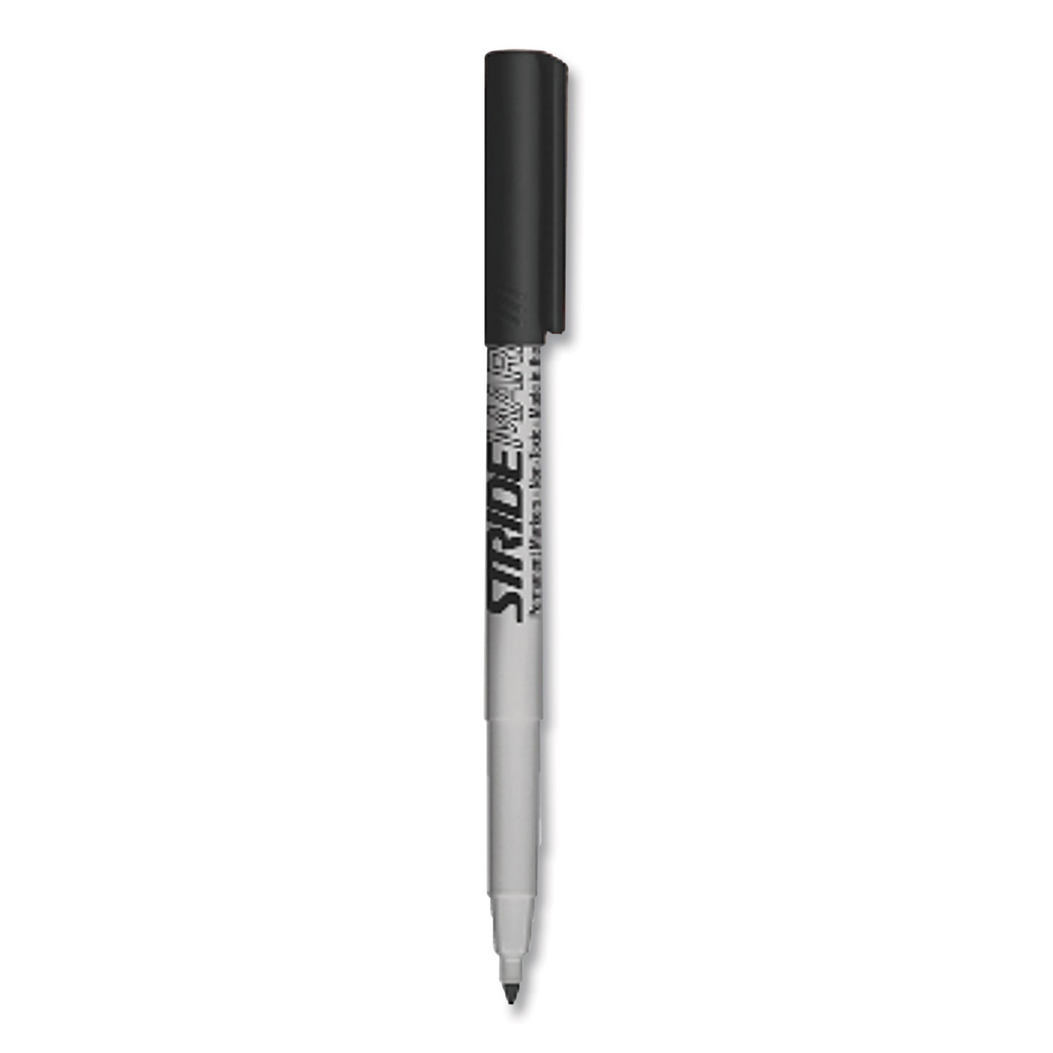 StrideMark Permanent Marker, Fine Bullet Tip, Black, 12/Box