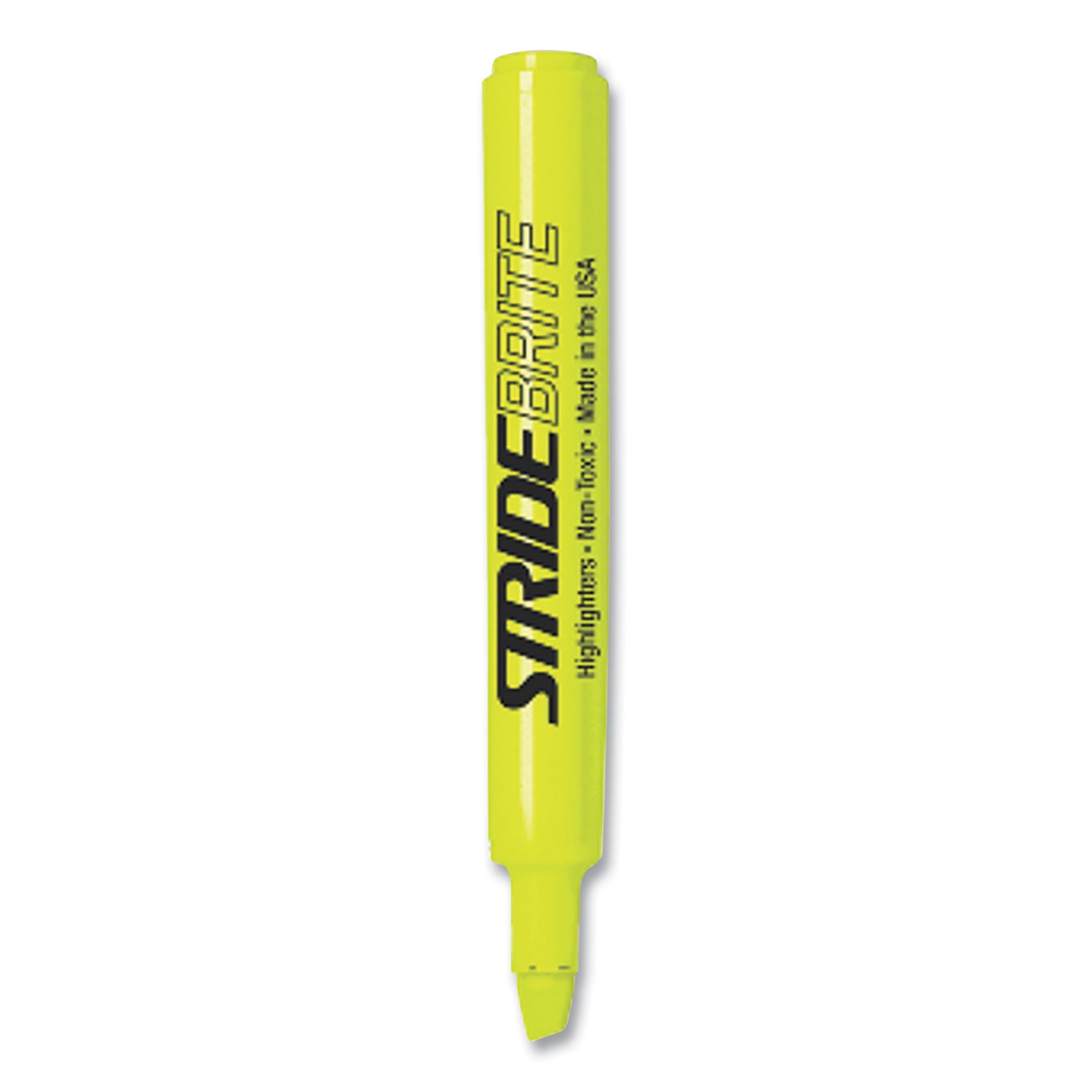 StrideBrite Tank Highlighter, Fluorescent Yellow Ink, Chisel Tip, Yellow Barrel, 12/Box