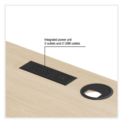 Essentials Single-Pedestal L-Shaped Desk with Integrated Power Management, 59.8" x 59.8 x 29.7", Natural Wood/Black Flipcost Flipcost