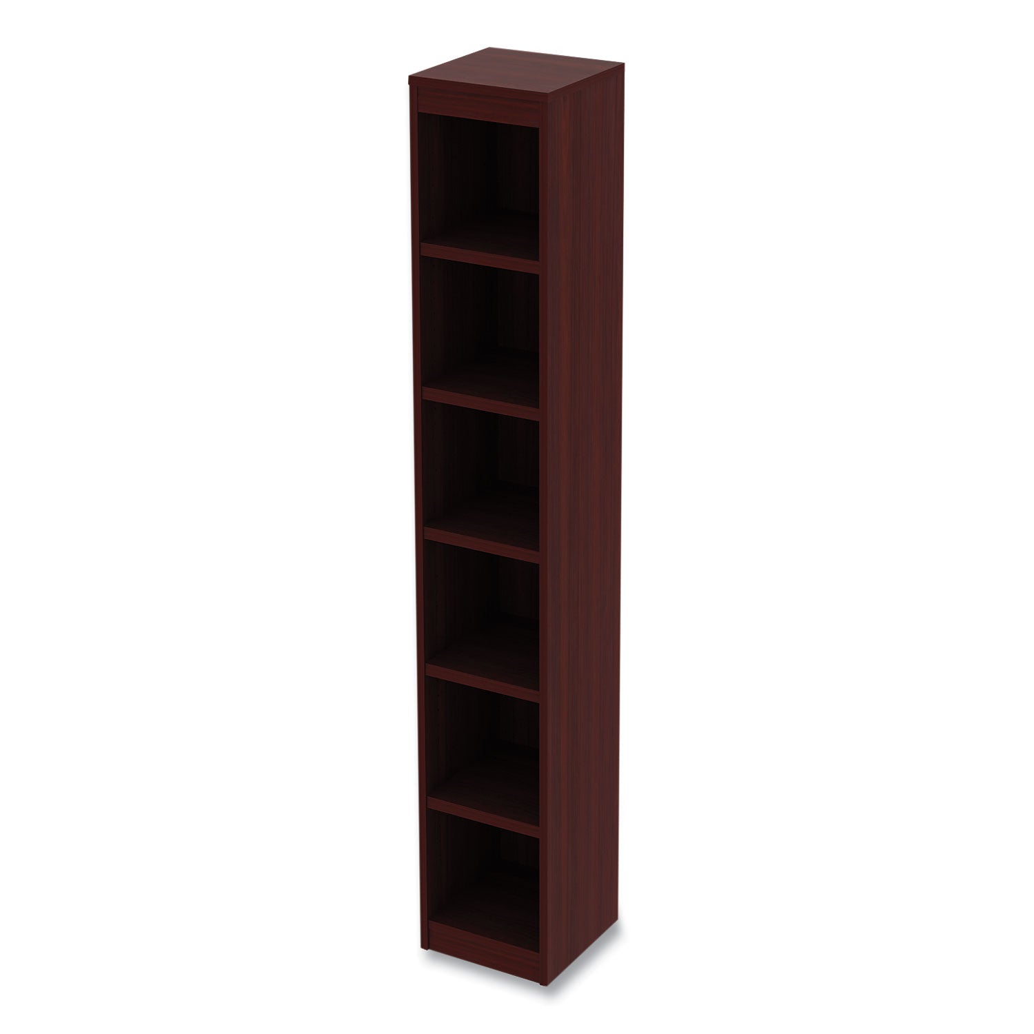 Alera® Alera Valencia Series Narrow Profile Bookcase, Six-Shelf, 11.81w x 11.81d x 71.73h, Mahogany