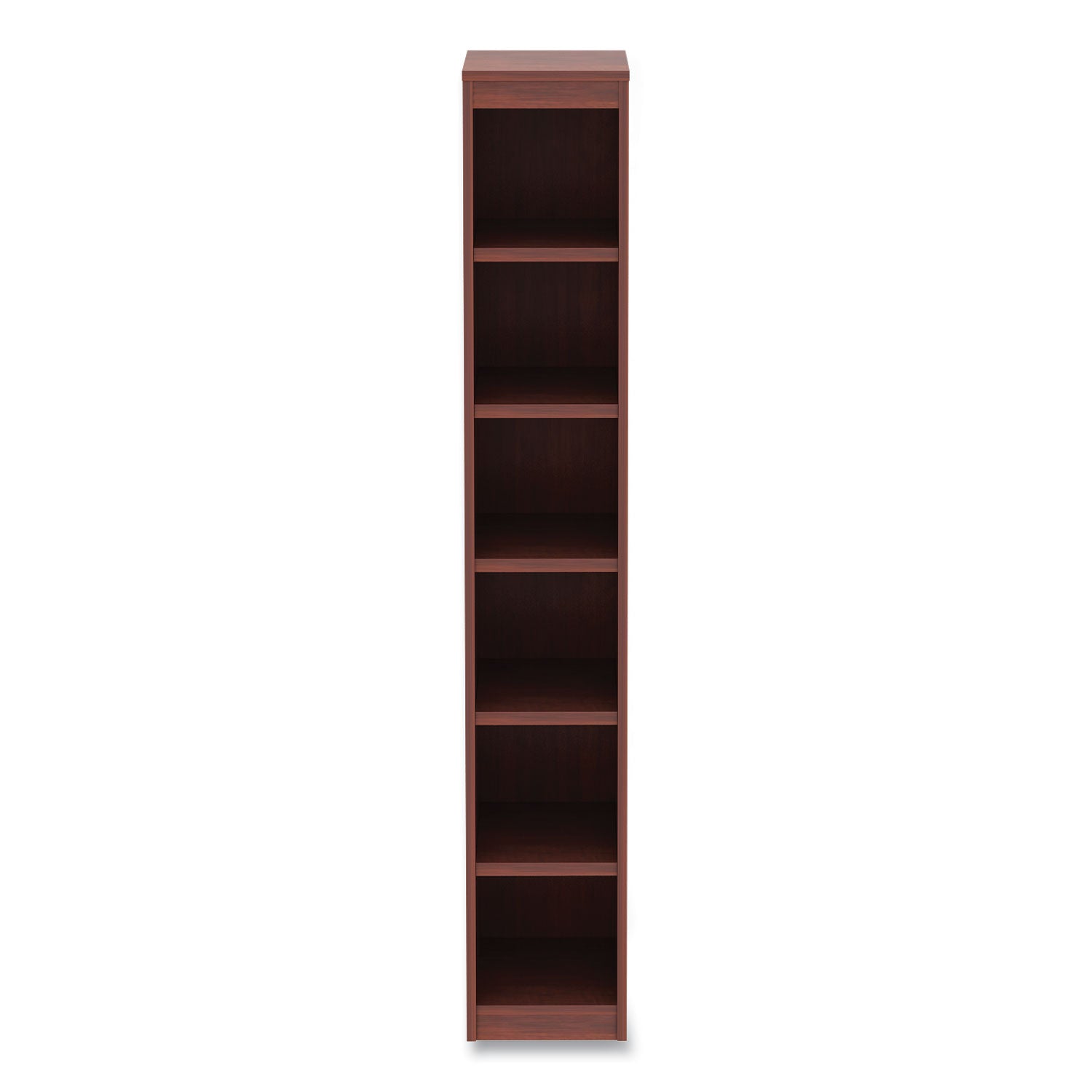 Alera® Alera Valencia Series Narrow Profile Bookcase, Six-Shelf, 11.81w x 11.81d x 71.73h, Medium Cherry