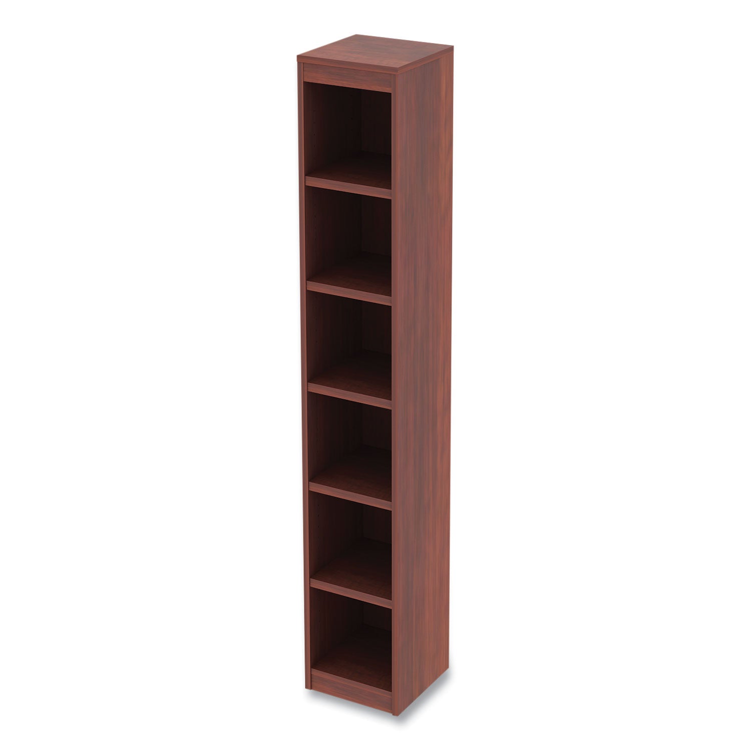 Alera® Alera Valencia Series Narrow Profile Bookcase, Six-Shelf, 11.81w x 11.81d x 71.73h, Medium Cherry