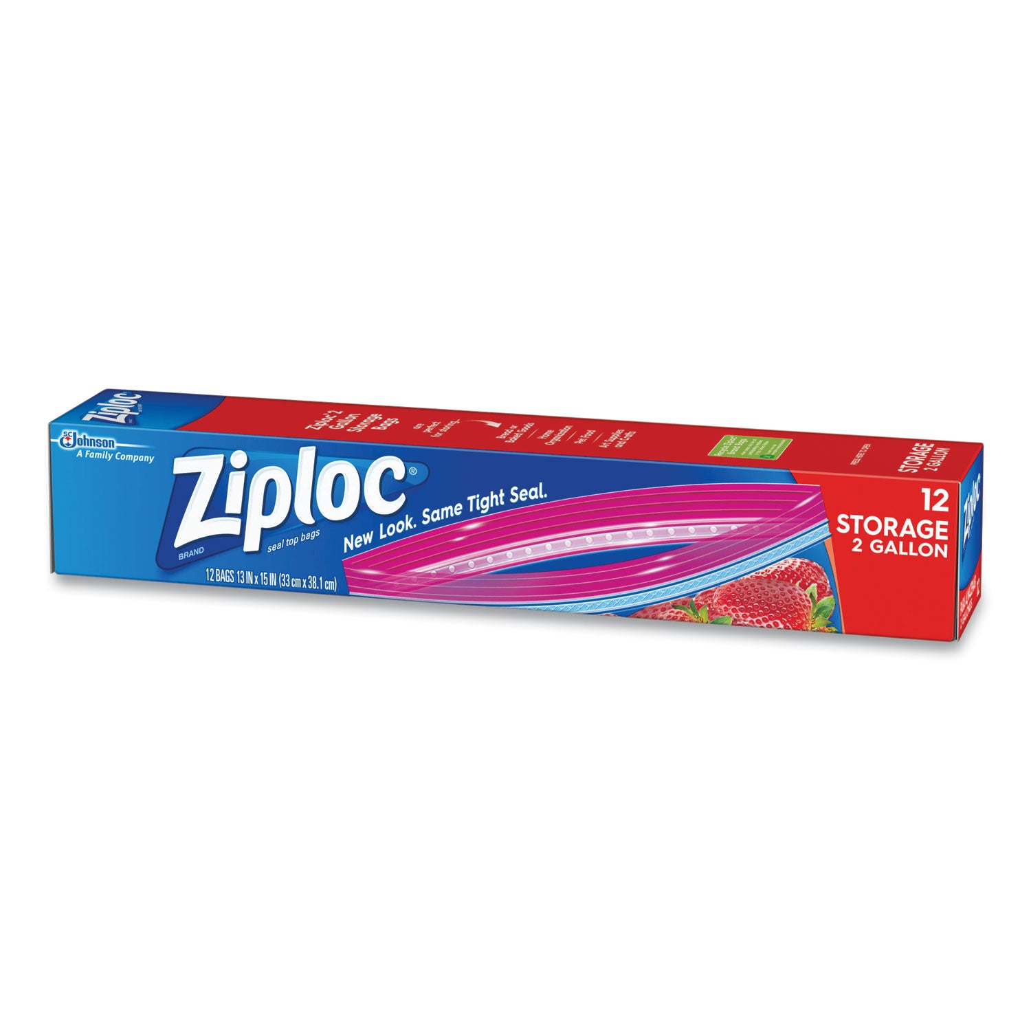 Ziploc® Double Zipper Storage Bags, 2 Gallon, 13" x 15", Clear, 12/Box