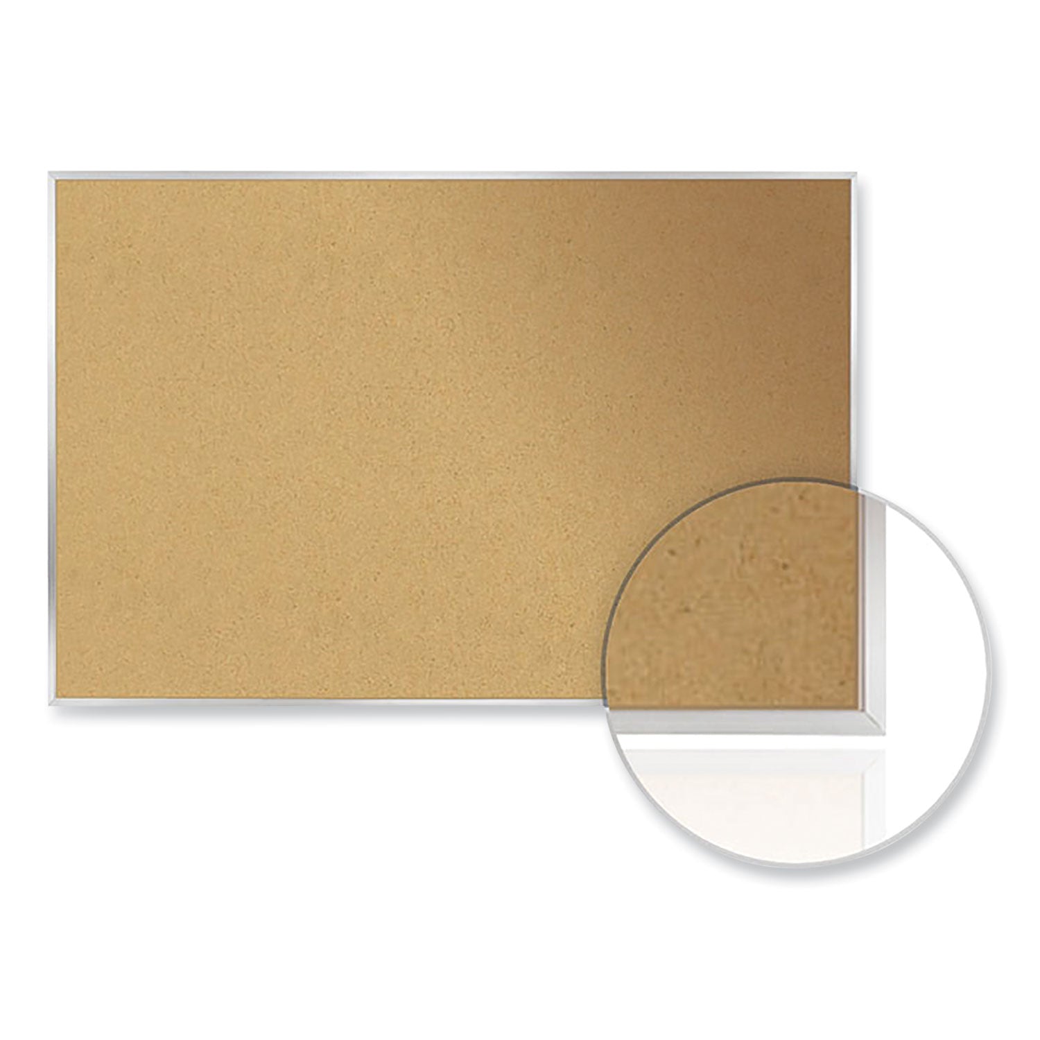 Ghent Aluminum-Frame Natural Corkboard, 24 x 18, Tan Surface, Satin Aluminum Frame