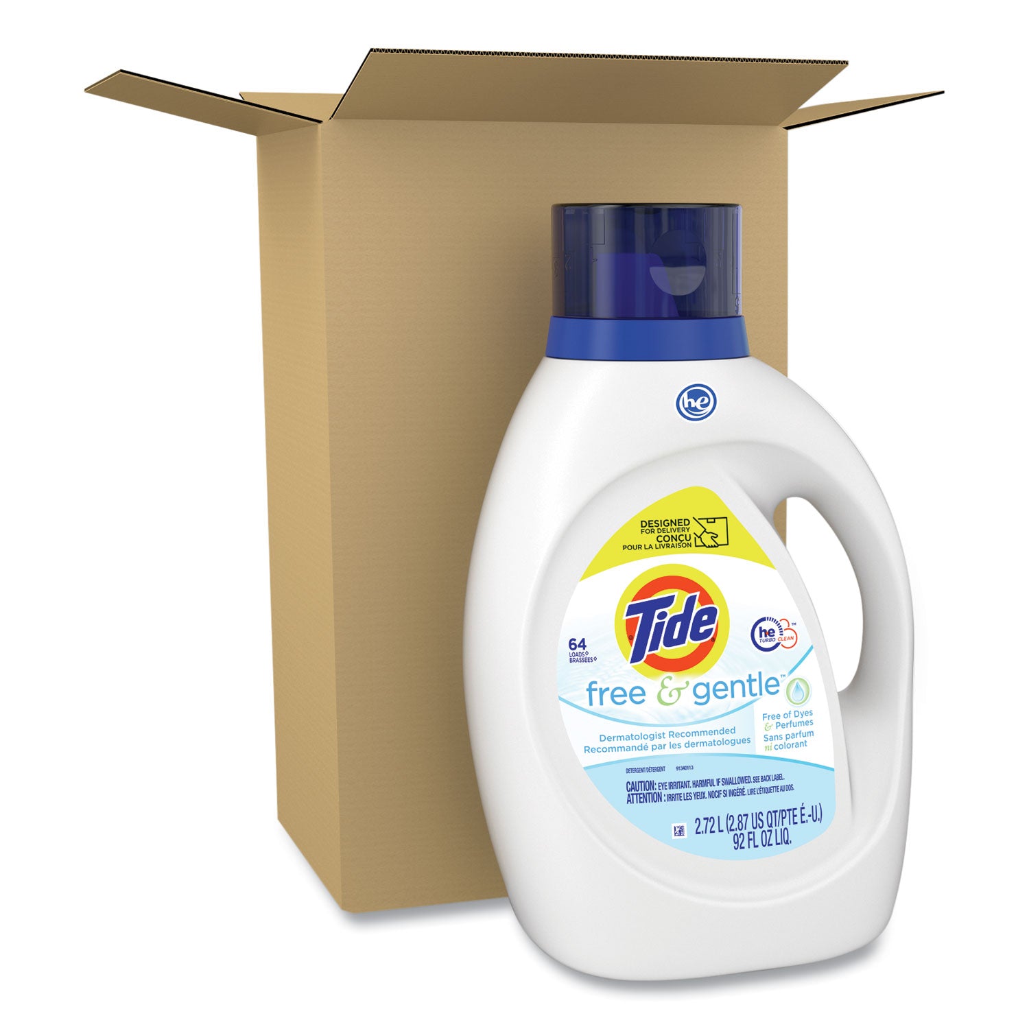 Tide® Free and Gentle Liquid Laundry Detergent, Unscented, 92 oz Bottle