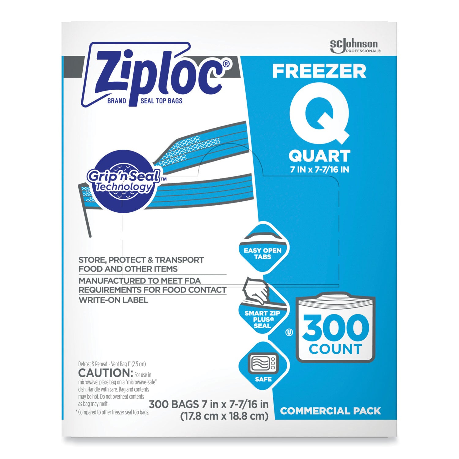 Zipper Freezer Bags, 32 oz, 7" x 7.75", Clear, 300/Carton