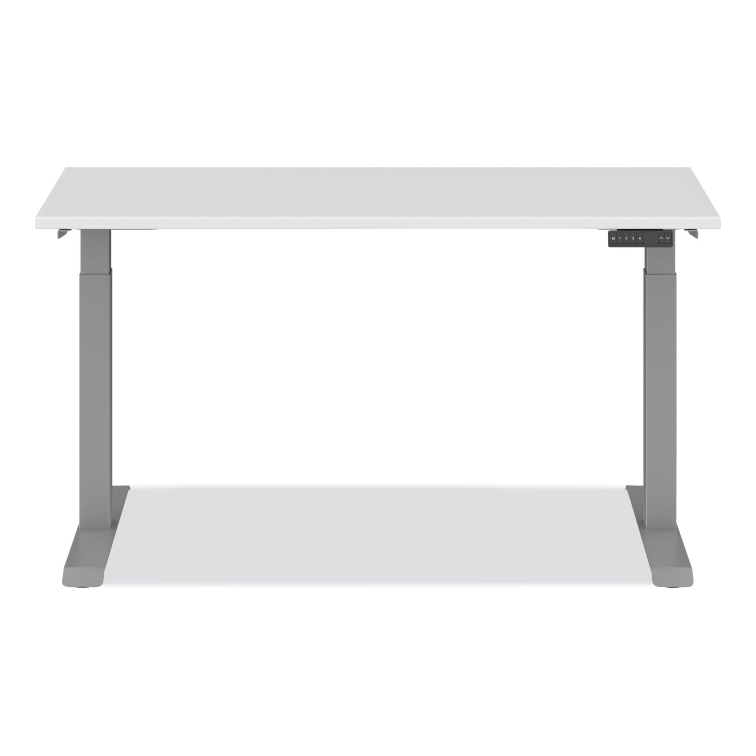 AdaptivErgo Sit-Stand Three-Stage Electric Height-Adjustable Table with Memory Controls, 60” x 24” x 30" to 49", White