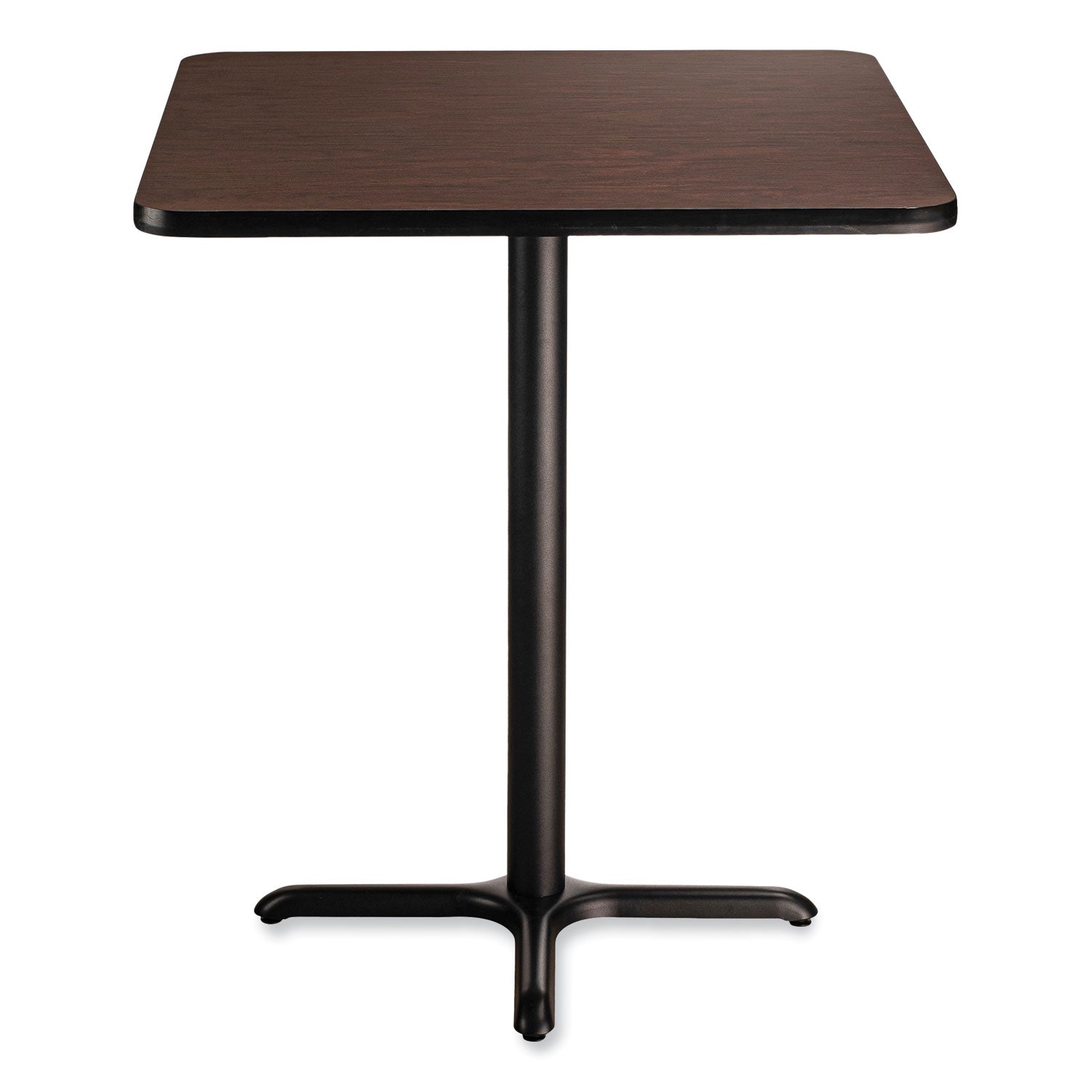 NPS® Cafe Table, 36w x 36d x 42h, Square Top/X-Base, Mahogany Top, Black Base