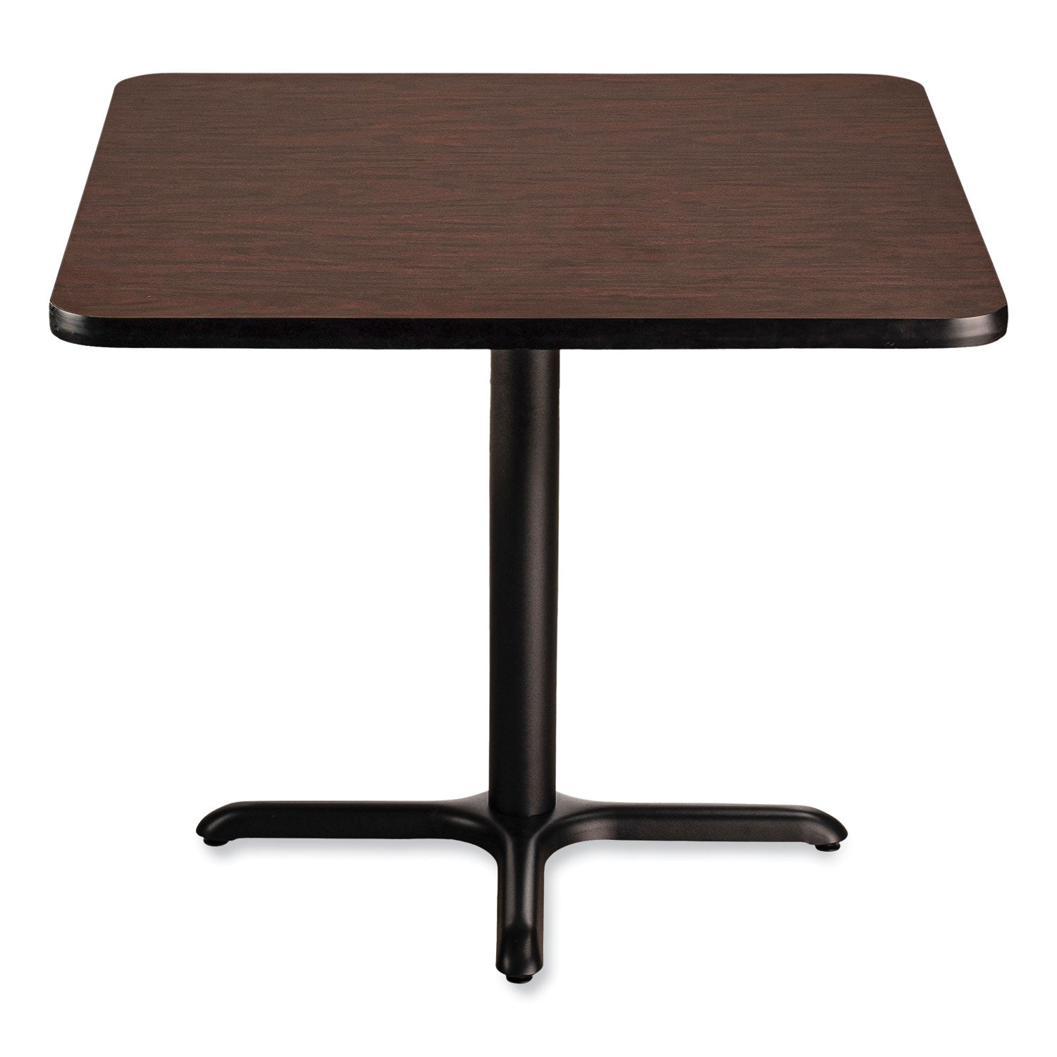 NPS® Cafe Table, 36w x 36d x 30h, Square Top/X-Base, Mahogany Top, Black Base