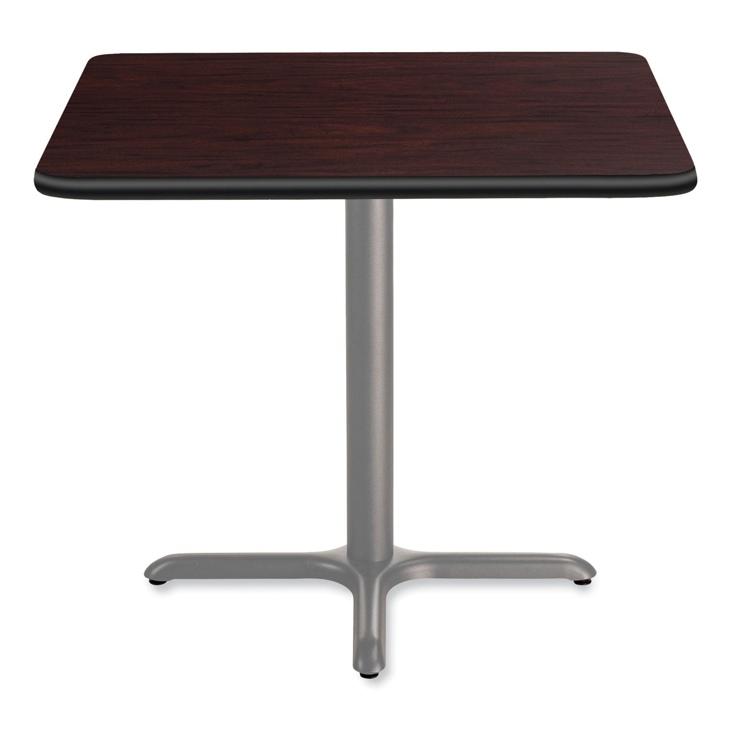 NPS® Cafe Table, 36w x 36d x 30h, Square Top/X-Base, Mahogany Top, Gray Base