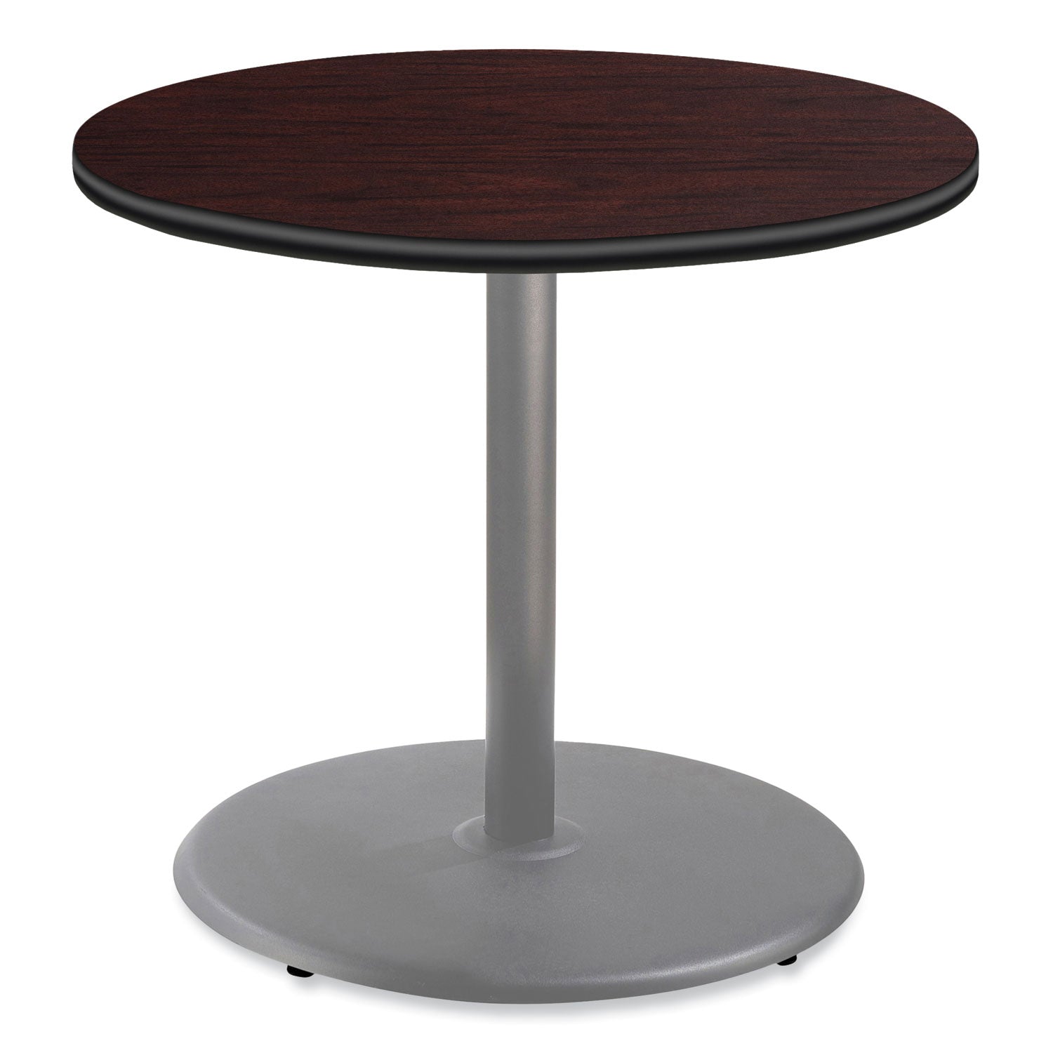 Cafe Table, 36" Diameter x 30h, Round Top/Base, Mahogany Top, Gray Base