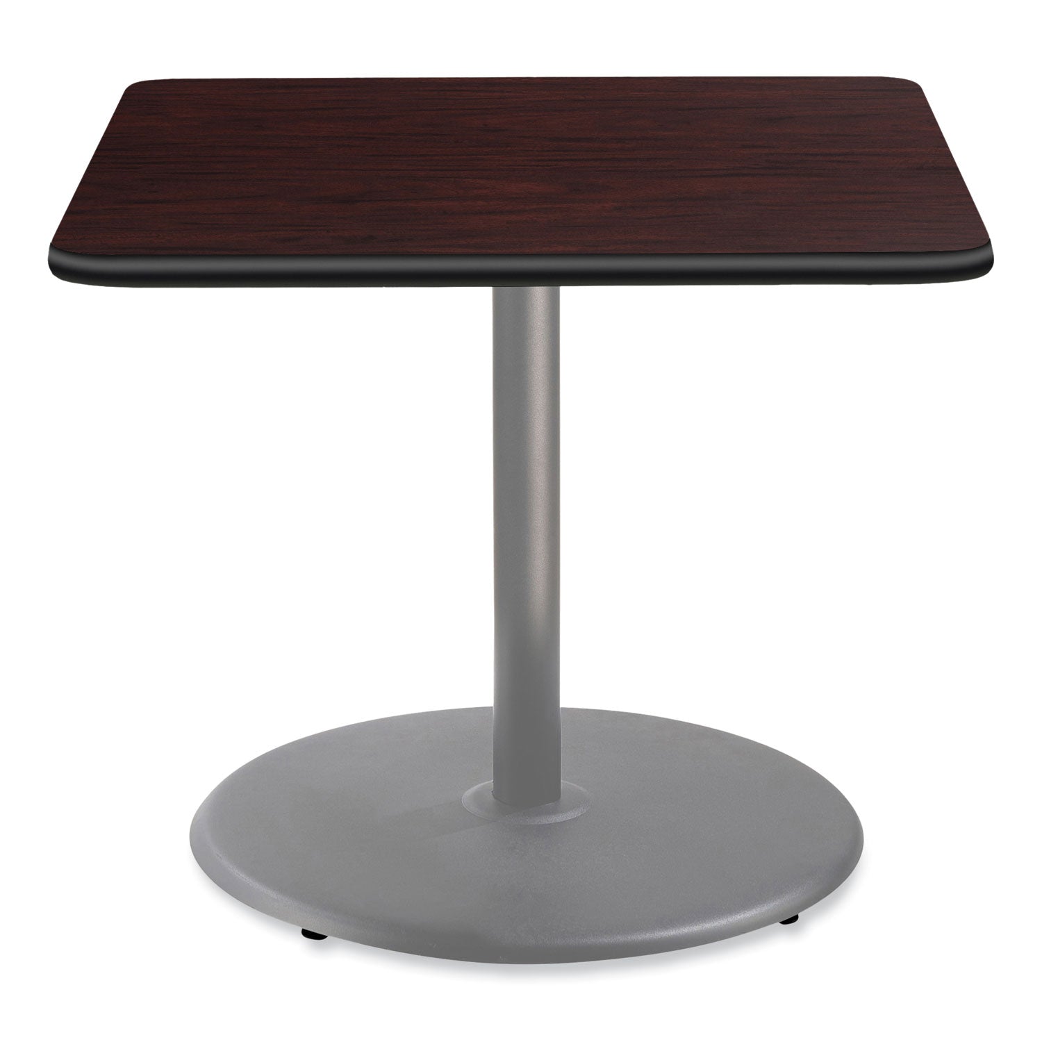 NPS® Cafe Table, 36w x 36d x 30h, Square Top/Round Base, Mahogany Top, Gray Base