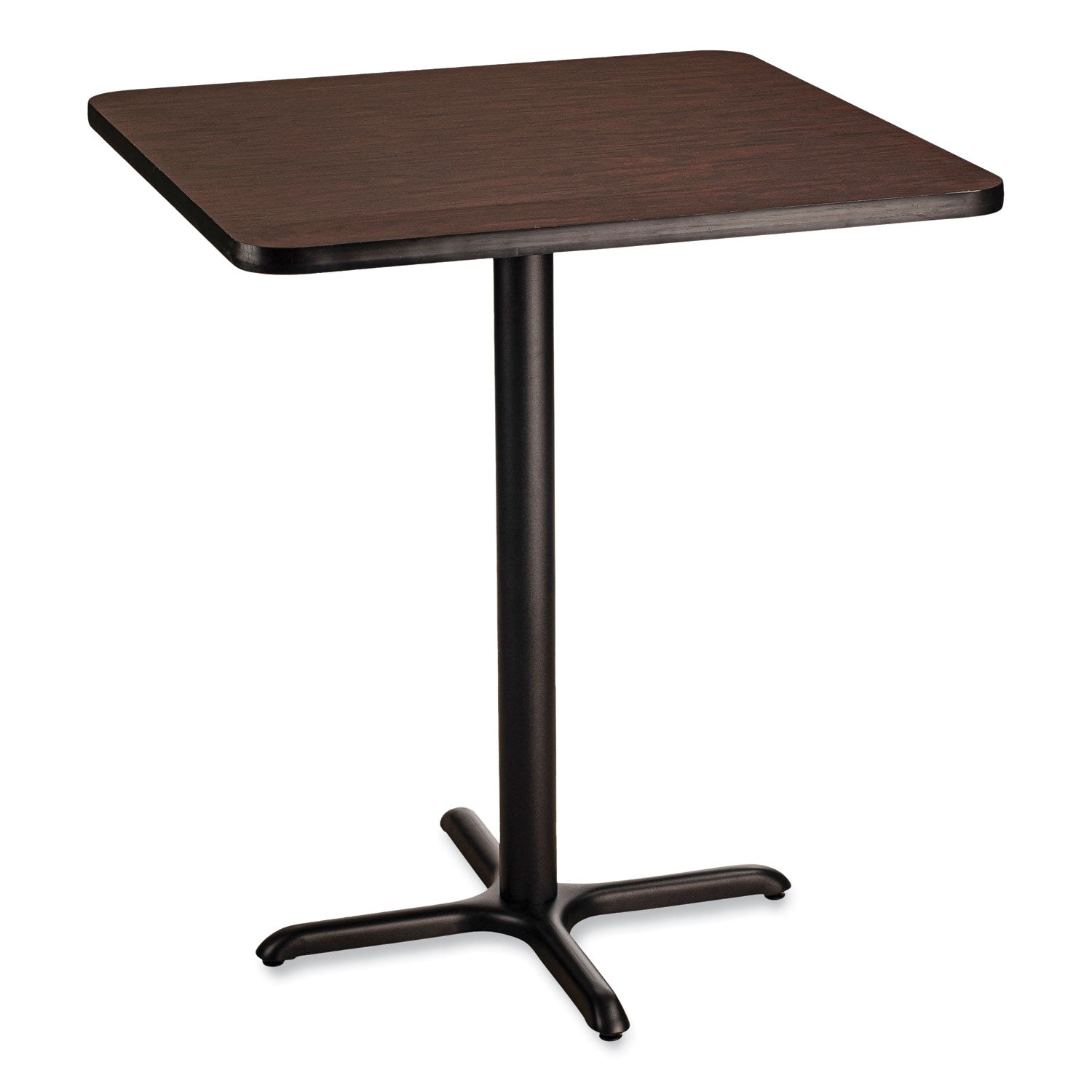 Cafe Table, 36w x 36d x 42h, Square Top/X-Base, Mahogany Top, Black Base