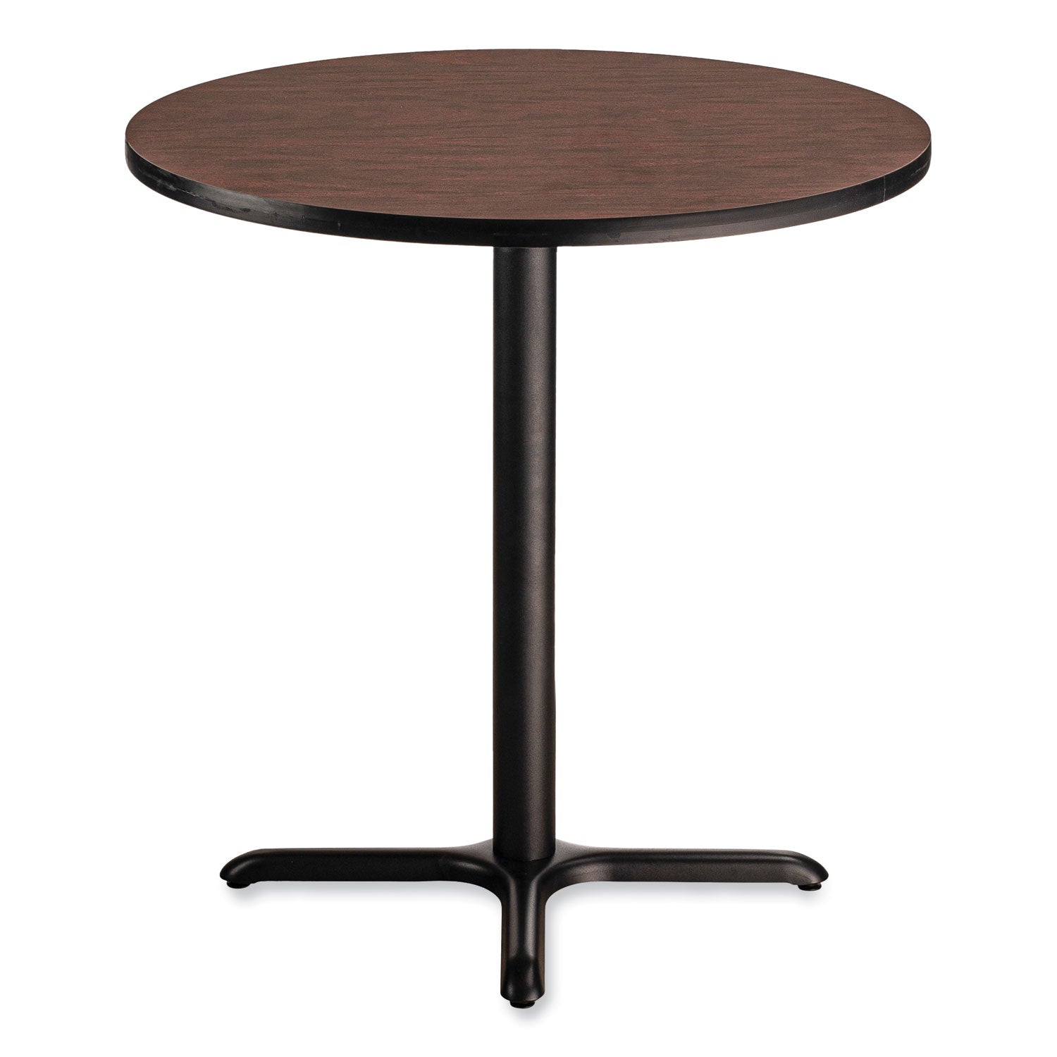 NPS® Cafe Table, 36" Diameter x 36h, Round Top/X-Base, Mahogany Top, Black Base