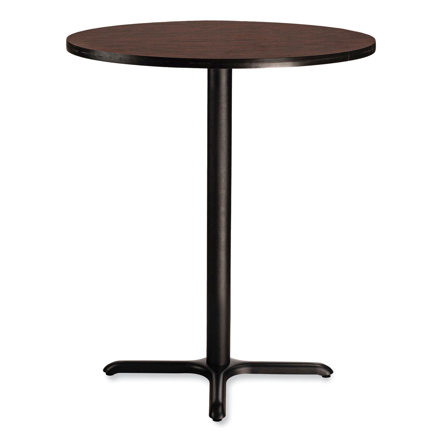 NPS® Cafe Table, 36" Diameter x 42h, Round Top/X-Base, Mahogany Top, Black Base