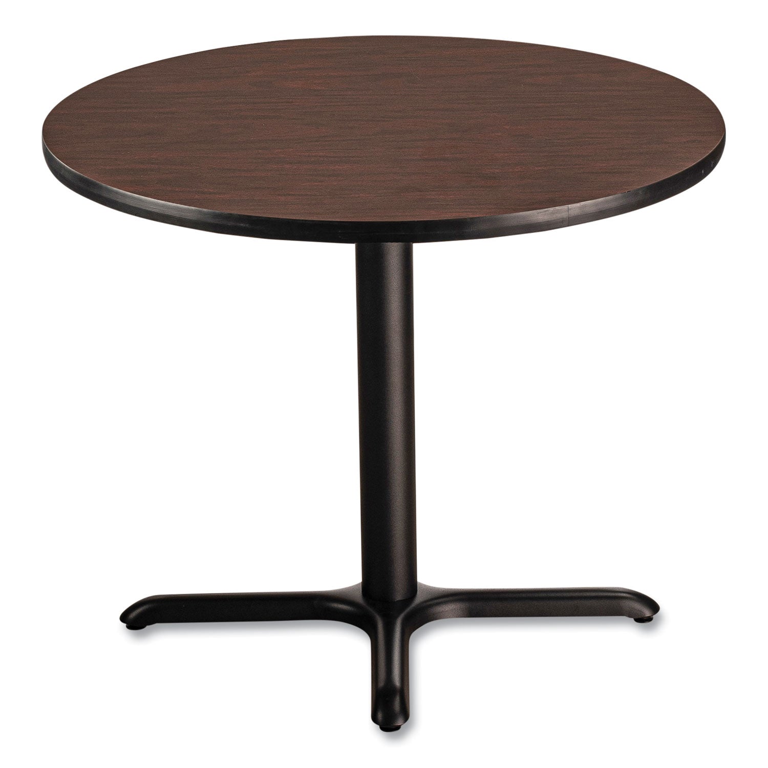 NPS® Cafe Table, 36" Diameter x 30h, Round Top/X-Base, Mahogany Top, Black Base