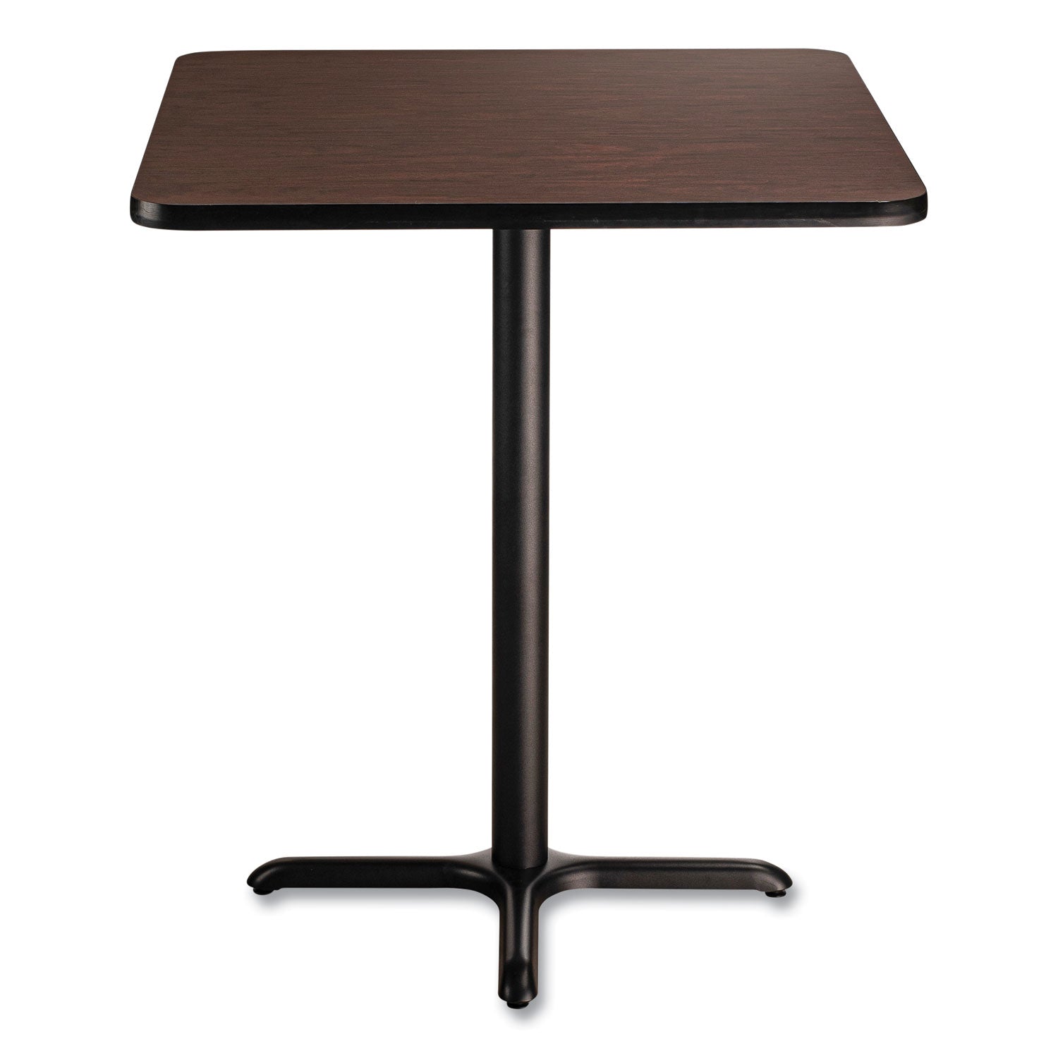 NPS® Cafe Table, 36w x 36d x 30h, Square Top/X-Base, Mahogany Top, Black Base