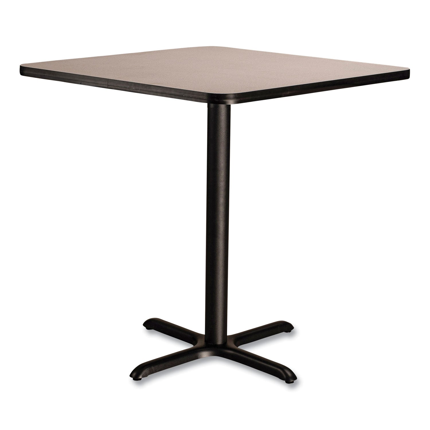 NPS® Cafe Table, 36w x 36d x 36h, Square Top/X-Base, Gray Nebula Top, Black Base