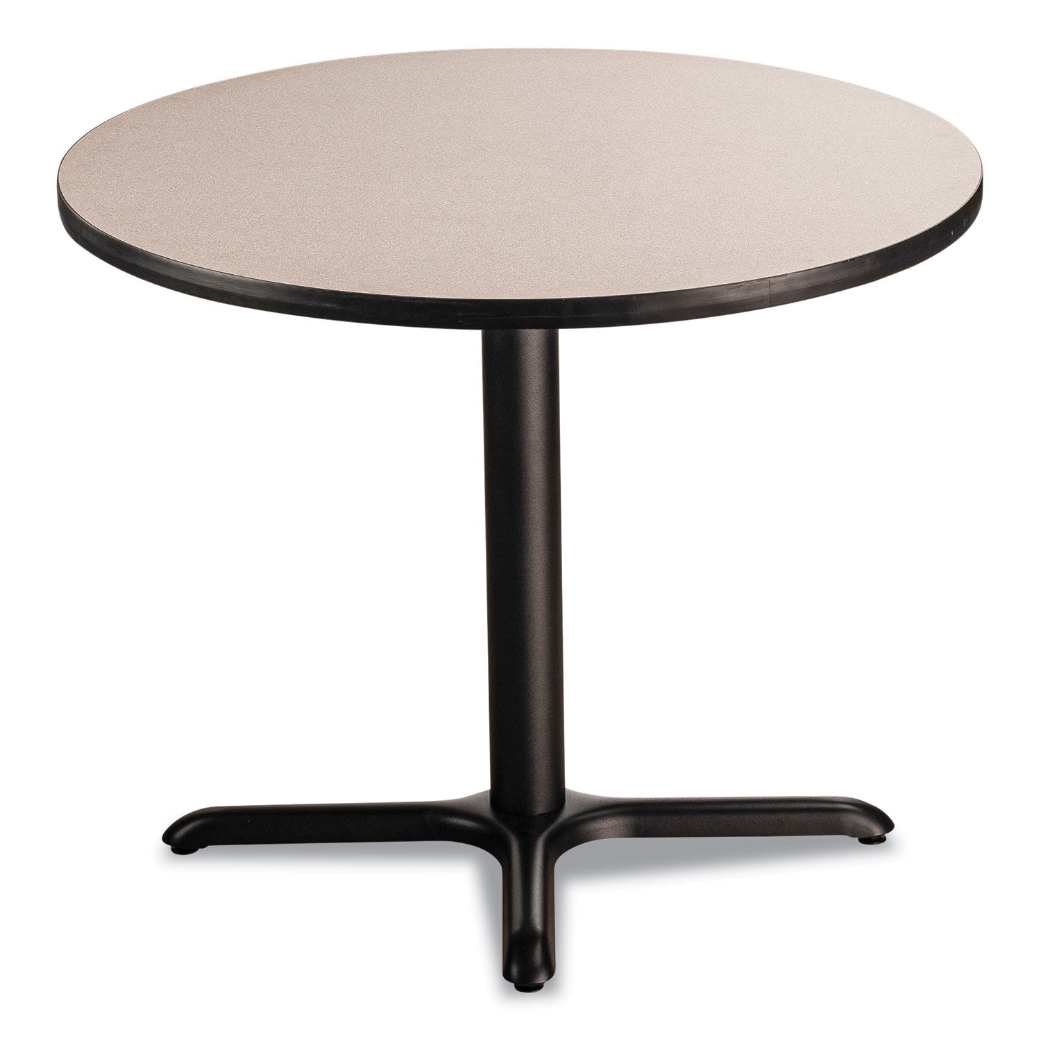 NPS® Cafe Table, 36" Diameter x 30h, Round Top/X-Base, Gray Nebula, Black Base