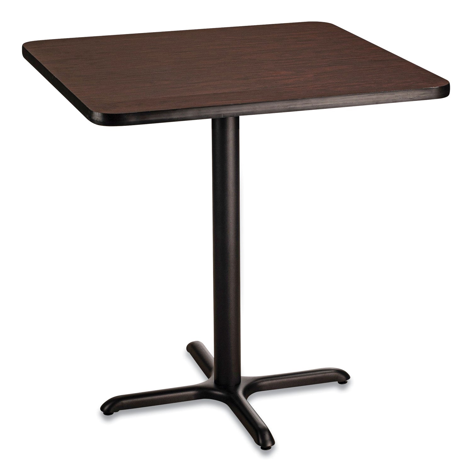 NPS® Cafe Table, 36w x 36d x 36h, Square Top/X-Base, Mahogany Top, Black Base