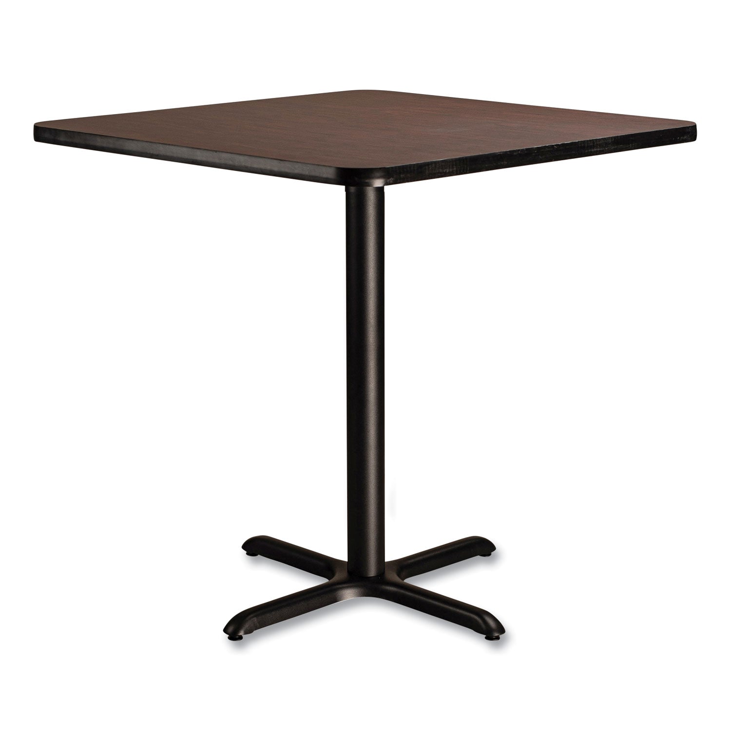 NPS® Cafe Table, 36w x 36d x 36h, Square Top/X-Base, Mahogany Top, Black Base