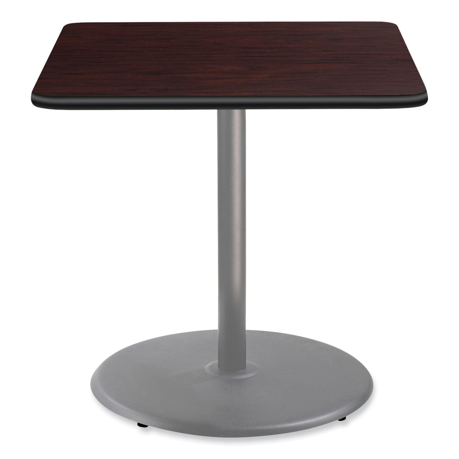 NPS® Cafe Table, 36w x 36d x 36h, Square Top/Round Base, Mahogany Top, Gray Base