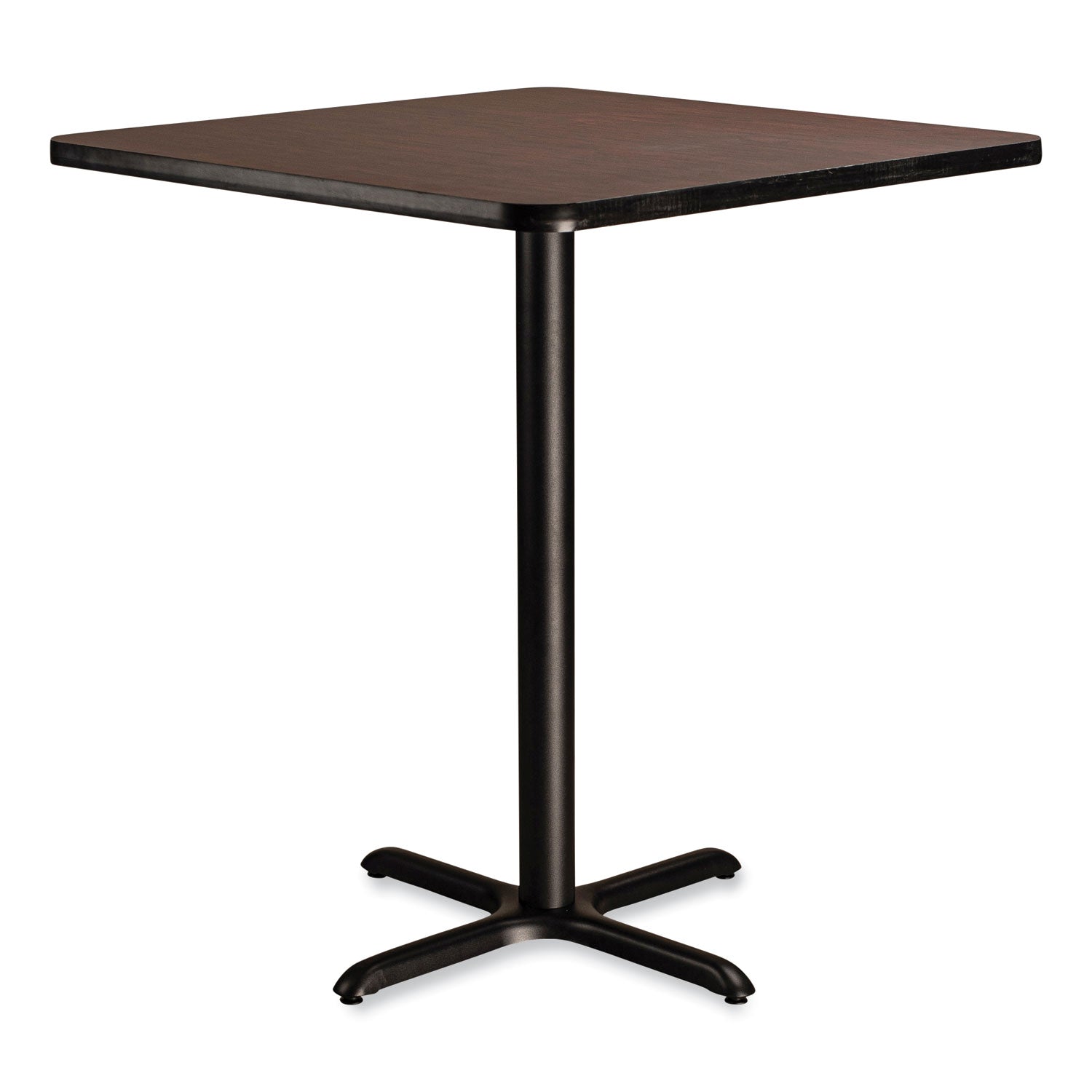 NPS® Cafe Table, 36w x 36d x 42h, Square Top/X-Base, Mahogany Top, Black Base